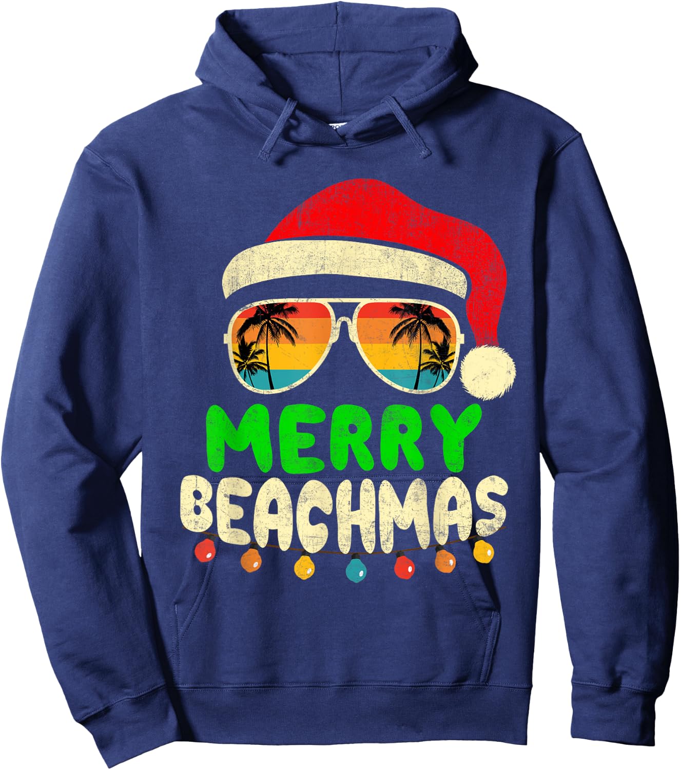 Merry Beachmas Tropical Christmas Hawaii Smile Beach Hoodie - Hoodie | Navy