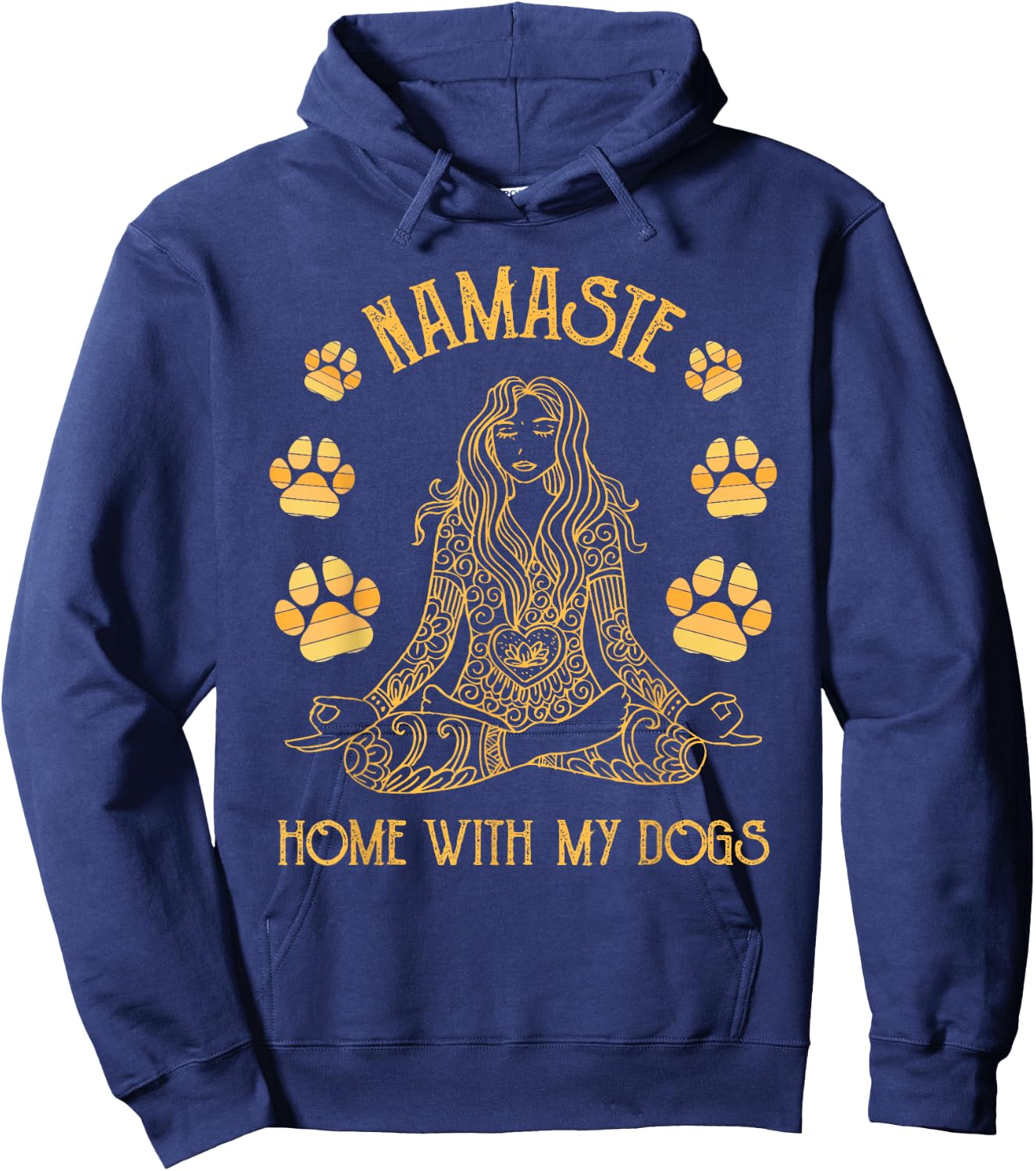 Namaste Home with My Dog Funny Yoga Hoodie - Hoodie | Navy