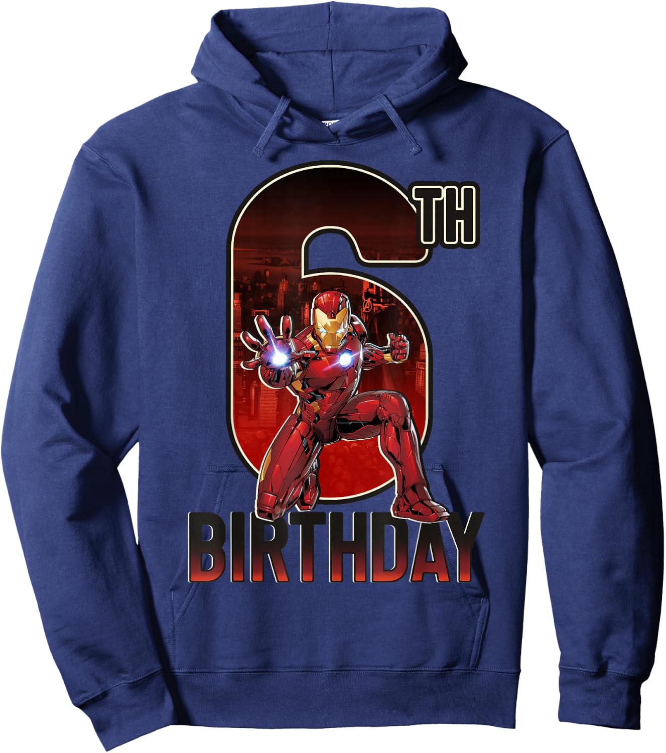 Marvel Iron Man 6th Birthday Action Pose Graphic Hoodie - Hoodie | Navy