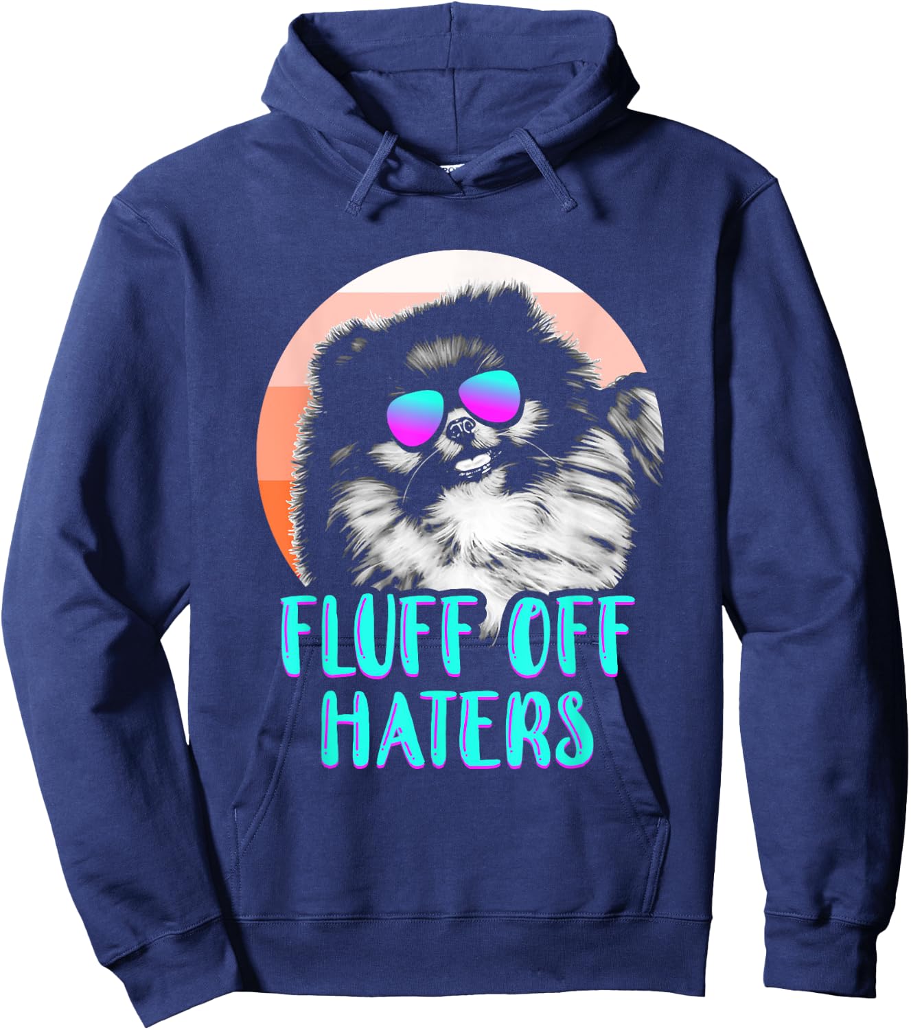 Funny Pomeranian Face Sunglasses No Fluffs Given Dog Lover Men Women Girls Kids Hoodie - Hoodie | Navy