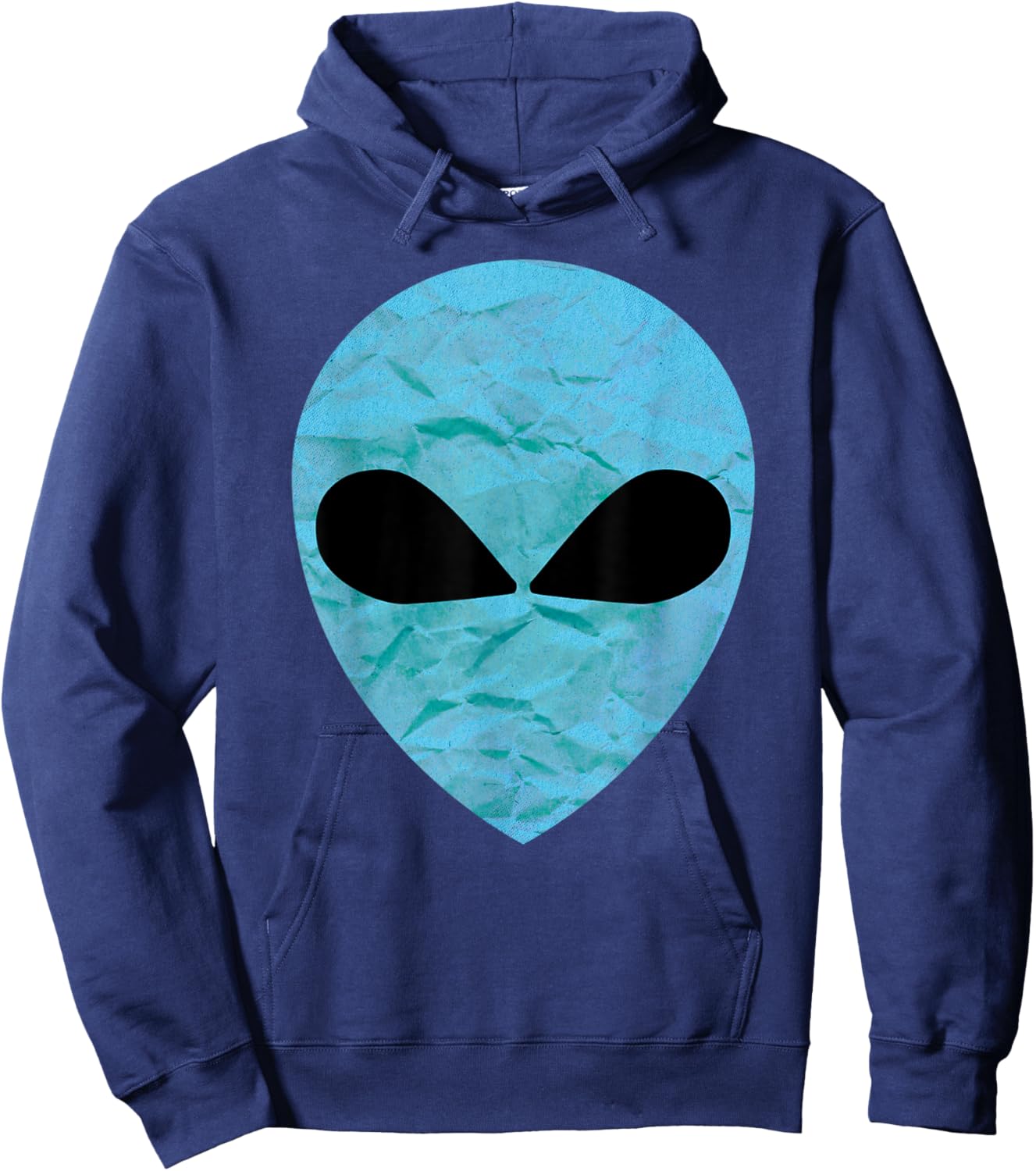 Blue Sci-Fi UFO Flying Alien Face Cosmic Extraterrestrial Hoodie - Hoodie | Navy