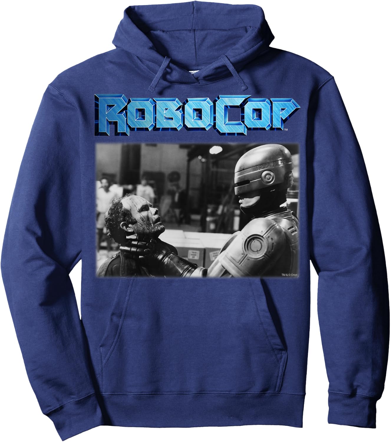 RoboCop And Clarence Boddicker Portrait Logo Hoodie - Hoodie | Navy