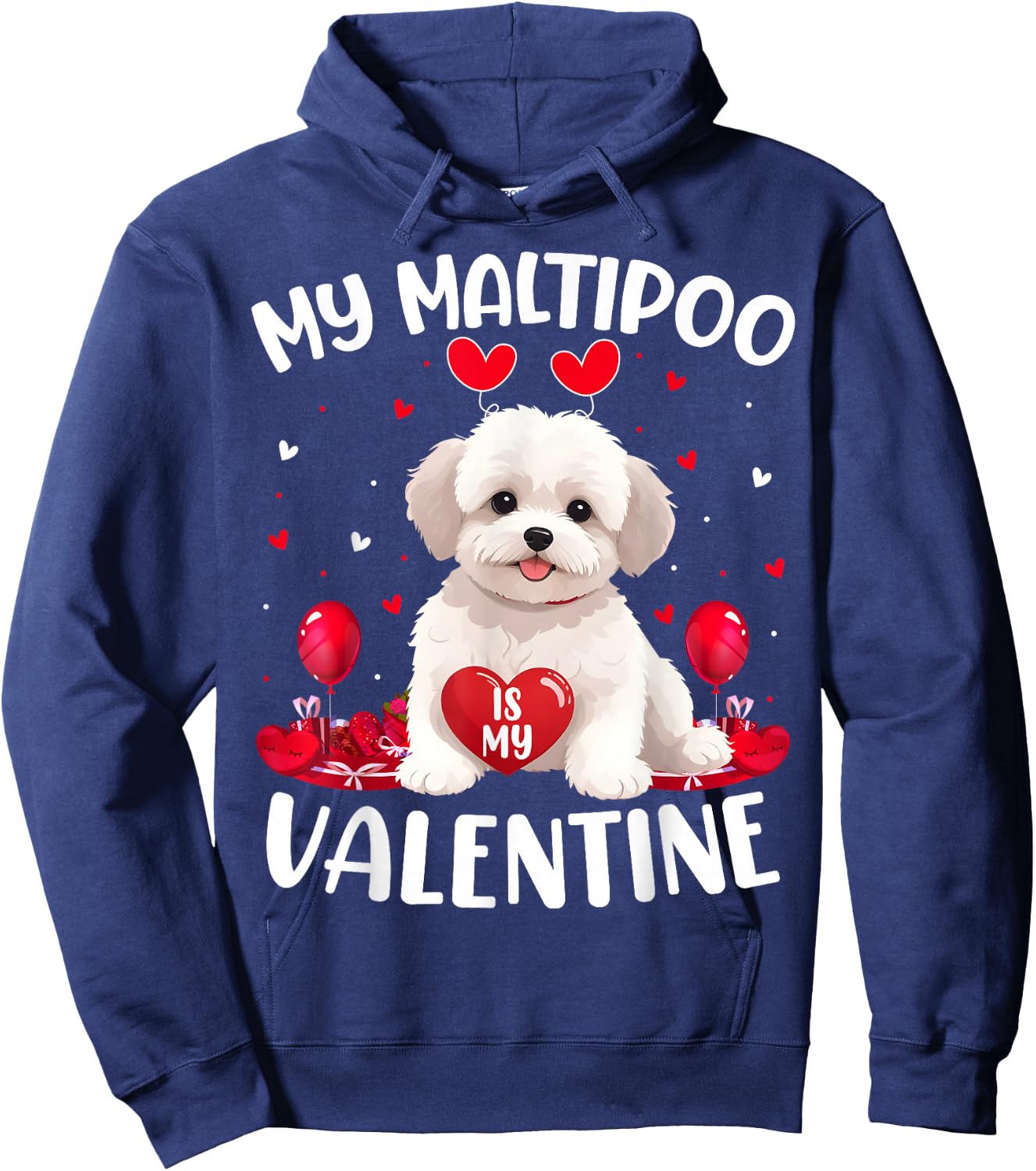 Maltipoo Is My Valentine Hearts Maltipoo Dog Valentines Day Men Women Kids Hoodie - Hoodie | Navy