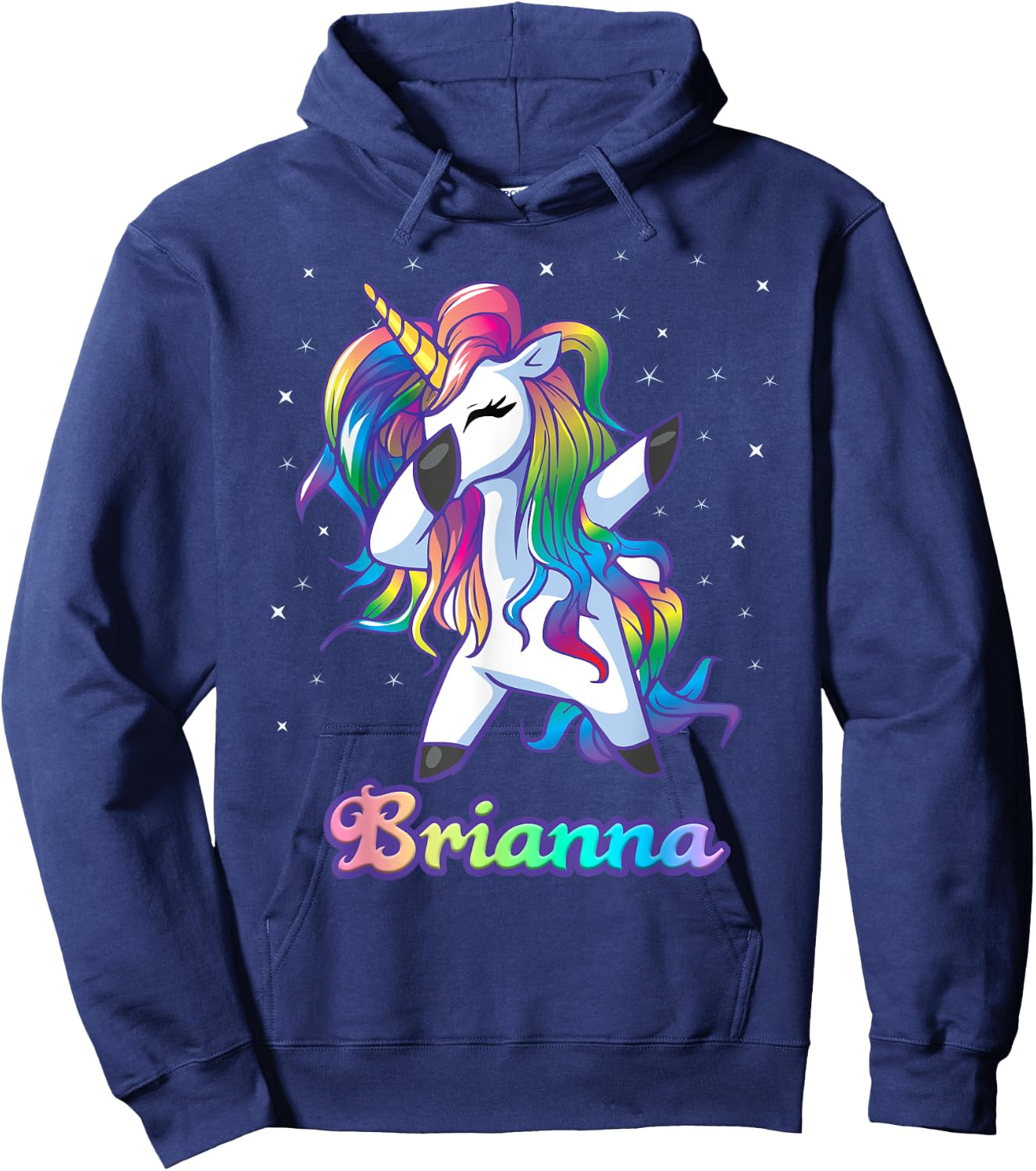 BRIANNA Name Personalized Custom Rainbow Unicorn Dabbing Hoodie - Hoodie | Navy