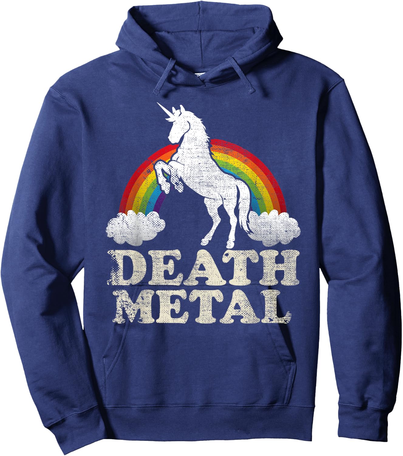 Funny Death Metal Unicorn and rainbow Hoodie - Hoodie | Navy