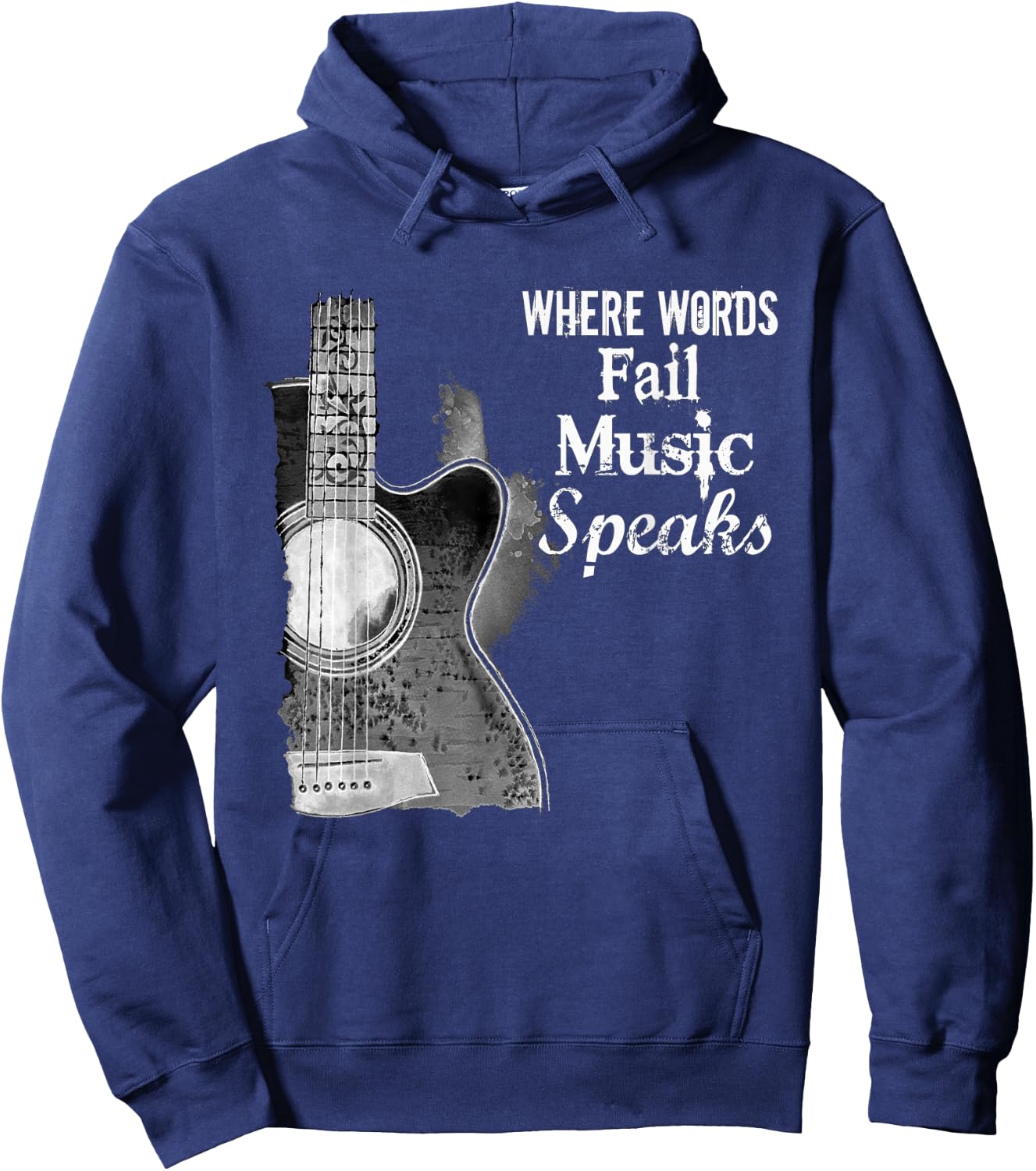 Where Words Fail Music Speaks T Shirt Hoodie - Hoodie | Navy