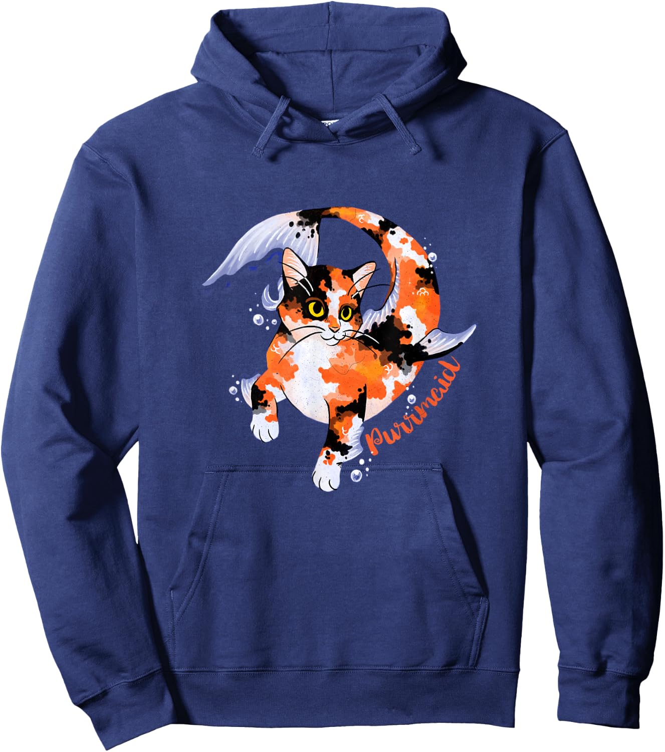 Purrmaid | Funny Mermaid Cat, Mermaiding Kitty Hoodie - Hoodie | Navy