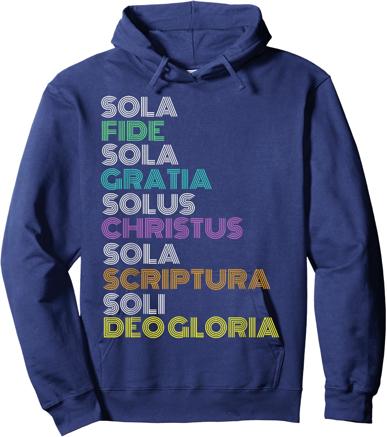 Reformed Christian Five 5 Solas Reformation Day Church Hoodie - Hoodie | Navy