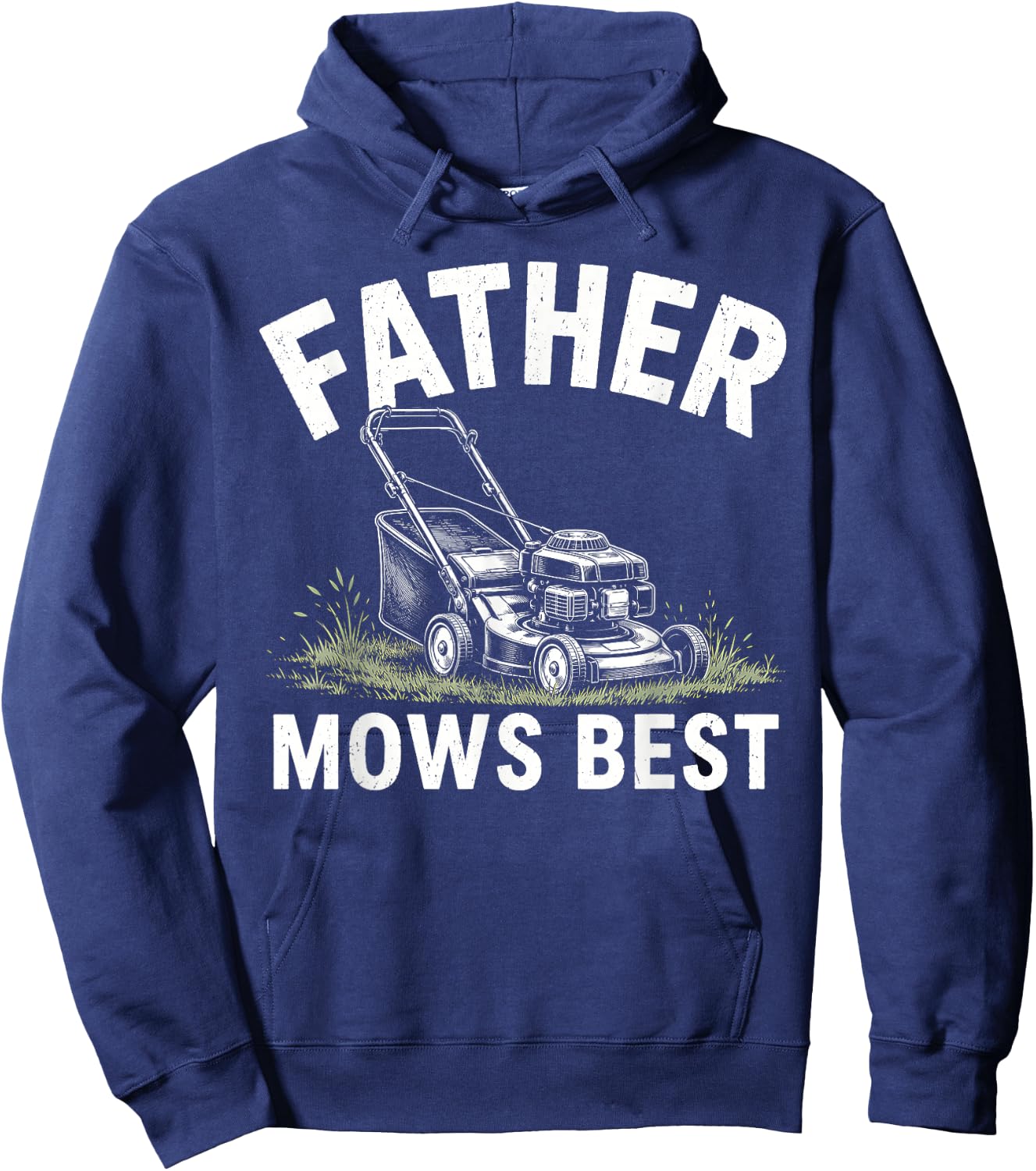 Father Mows Best Lawn Mower Funny Fathers Day Gardener Papa Hoodie - Hoodie | Navy