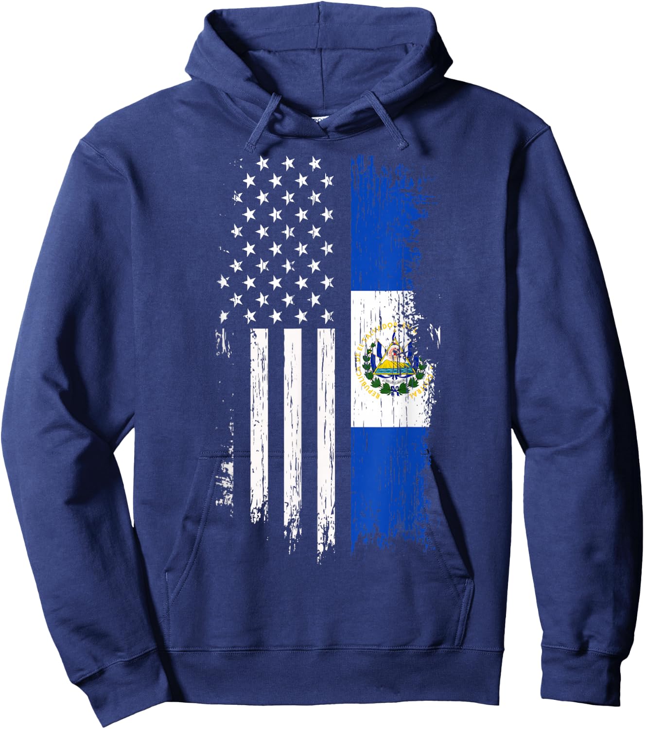 Salvadoran America Flag - El Salvador USA Shirt Hoodie - Hoodie | Navy
