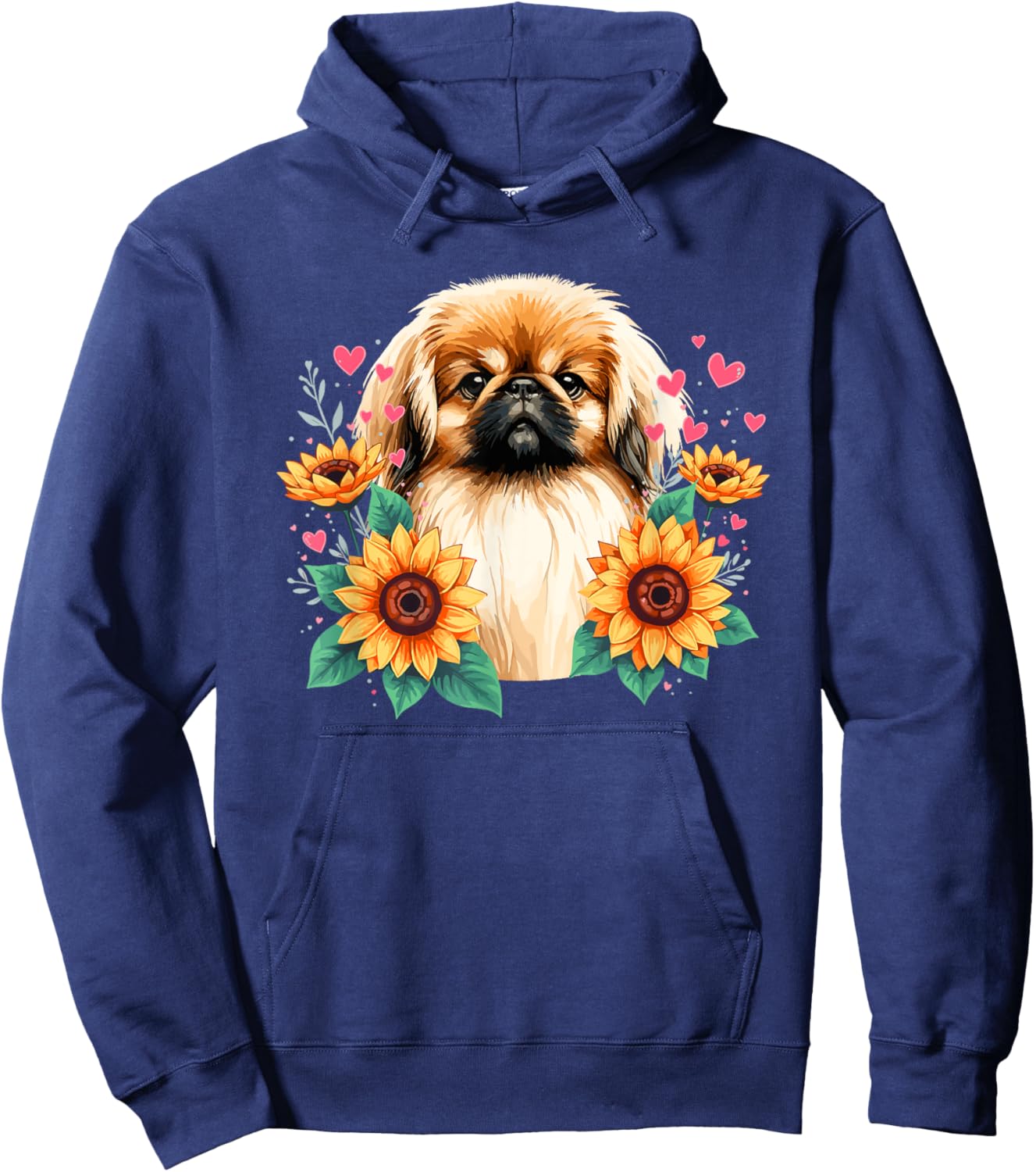 Sunflowers Pekingese Pekingeses Hoodie - Hoodie | Navy