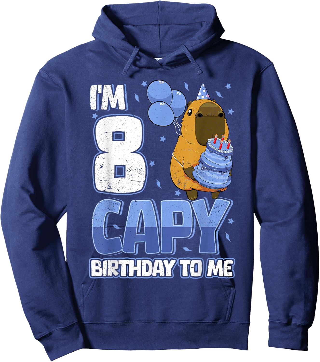 8 Years Capy Birthday to me Boys 8th Birthday Capybara Hoodie - Hoodie | Navy