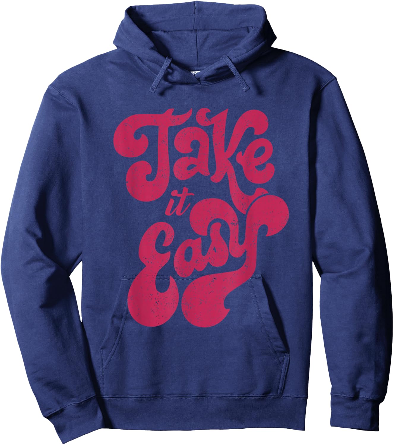 Retro Distressed 70s Take It Easy Hoodie - Hoodie | Navy