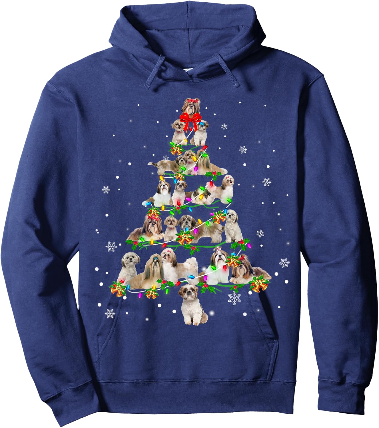 Shih Tzu Christmas Tree X-Mas Gift Hoodie - Hoodie | Navy