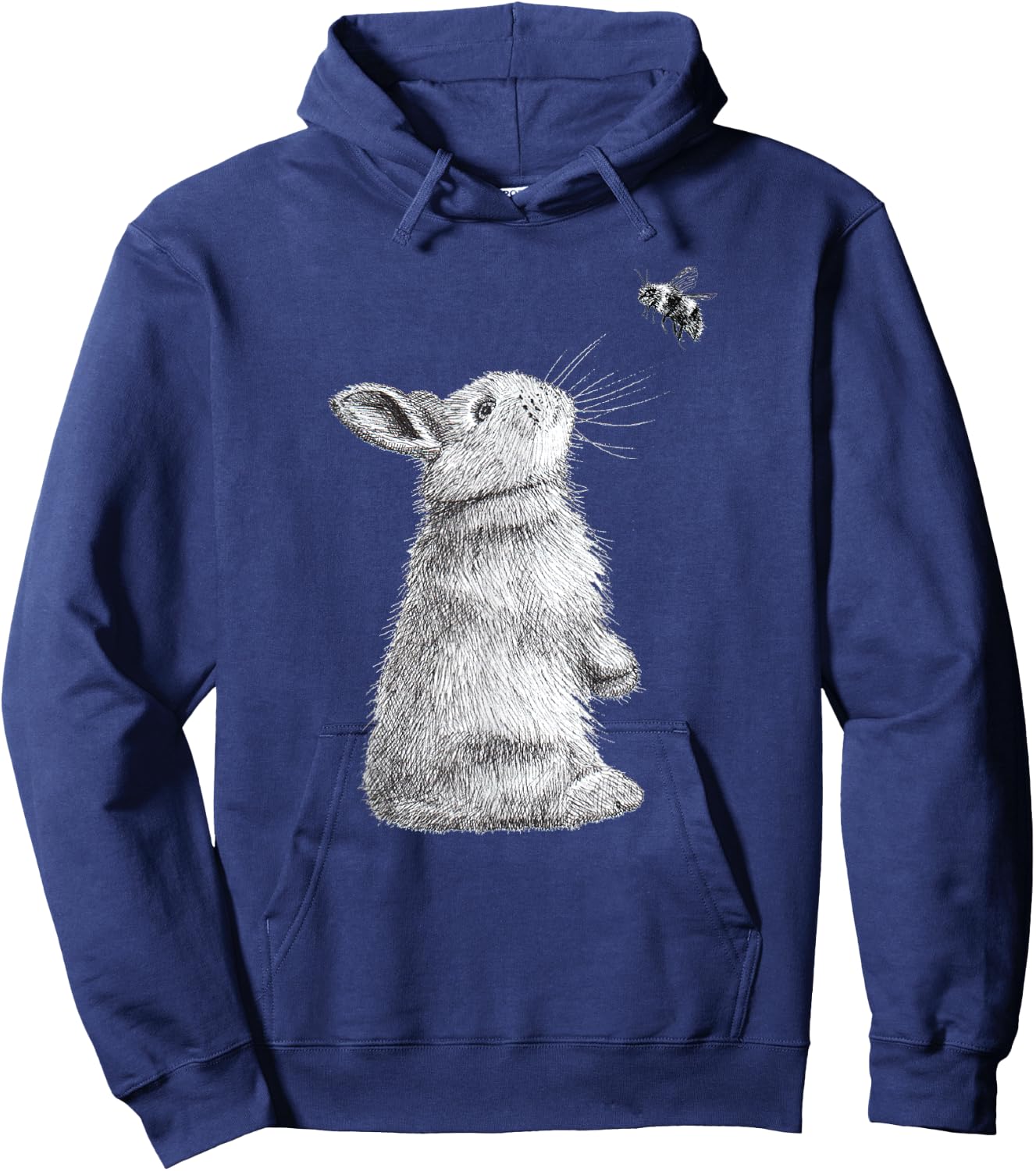 Honey Bunny Illustration Of Rabbit & Bumble Bee Hoodie - Hoodie | Navy