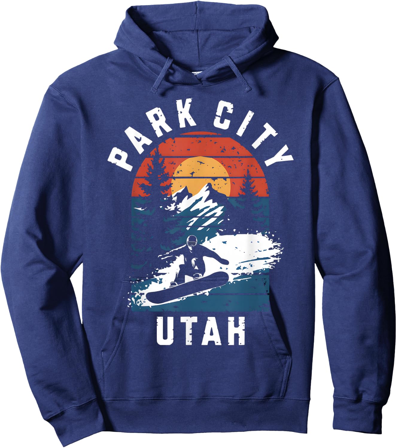 Park City Utah Snowboard Vintage Snowboarding Mountain Hoodie - Hoodie | Navy