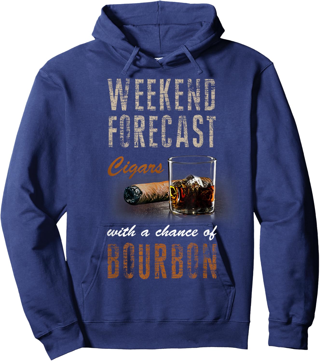 Weekend Forecast Cigars with Chance Bourbon Gift Men Hoodie - Hoodie | Navy