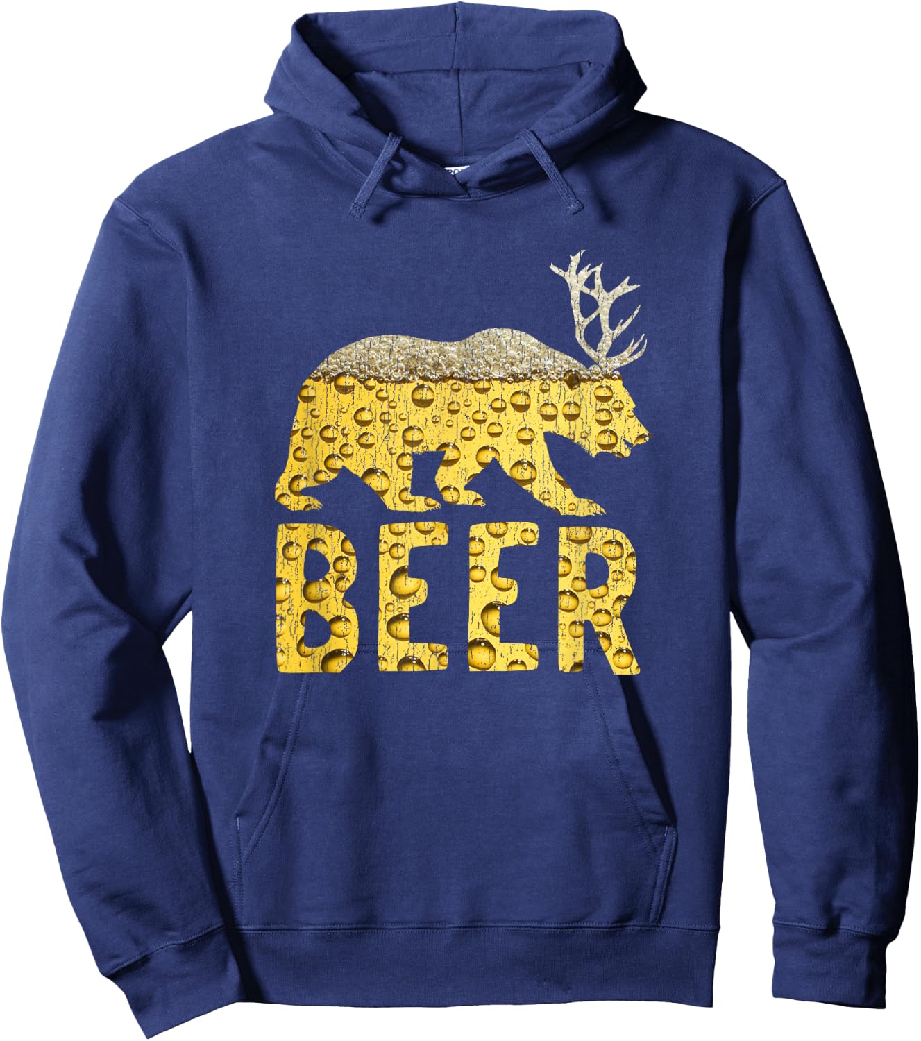 Beer Bubbles Bear+Deer=Beer Bear Antlers Hoodie - Hoodie | Navy