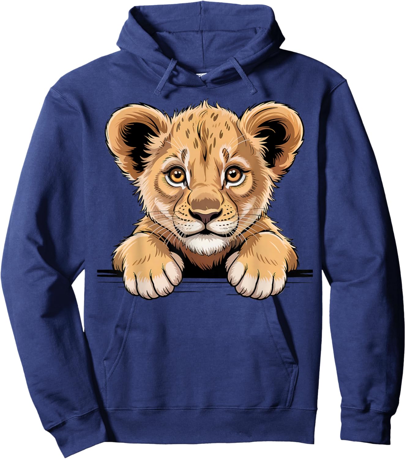 Cute Lion Cub Funny Peeking Pocket Wild Animal Lover Hoodie - Hoodie | Navy