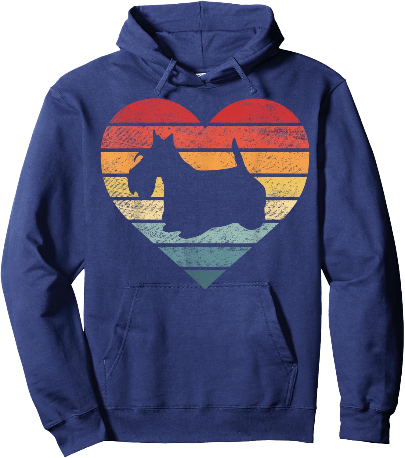 Scottish Terrier Lover Owner Gifts Retro Sunset Dog Mom Dad Hoodie - Hoodie | Navy