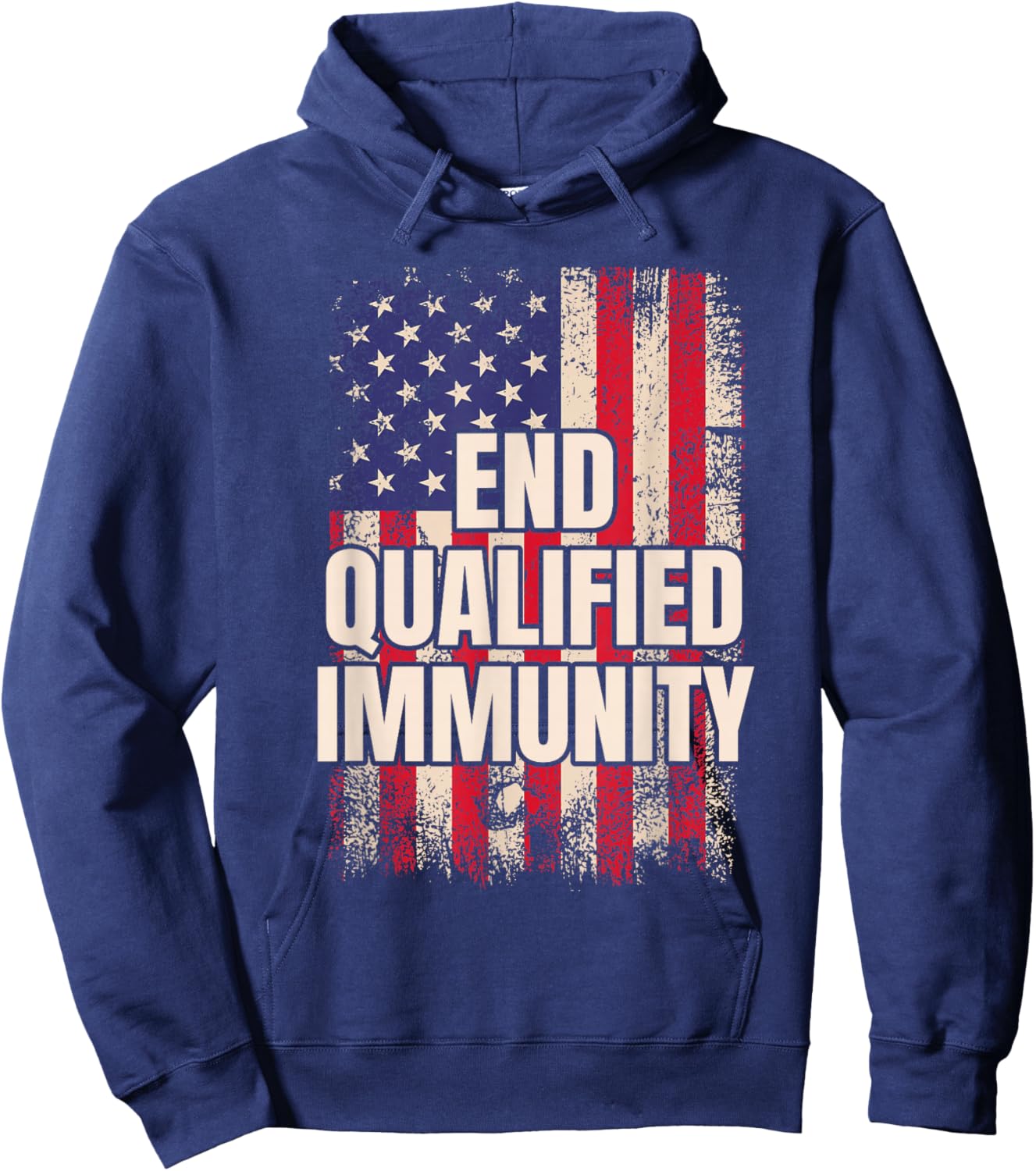 End Qualified Immunity Justice Reform Activist American Flag Hoodie - Hoodie | Navy