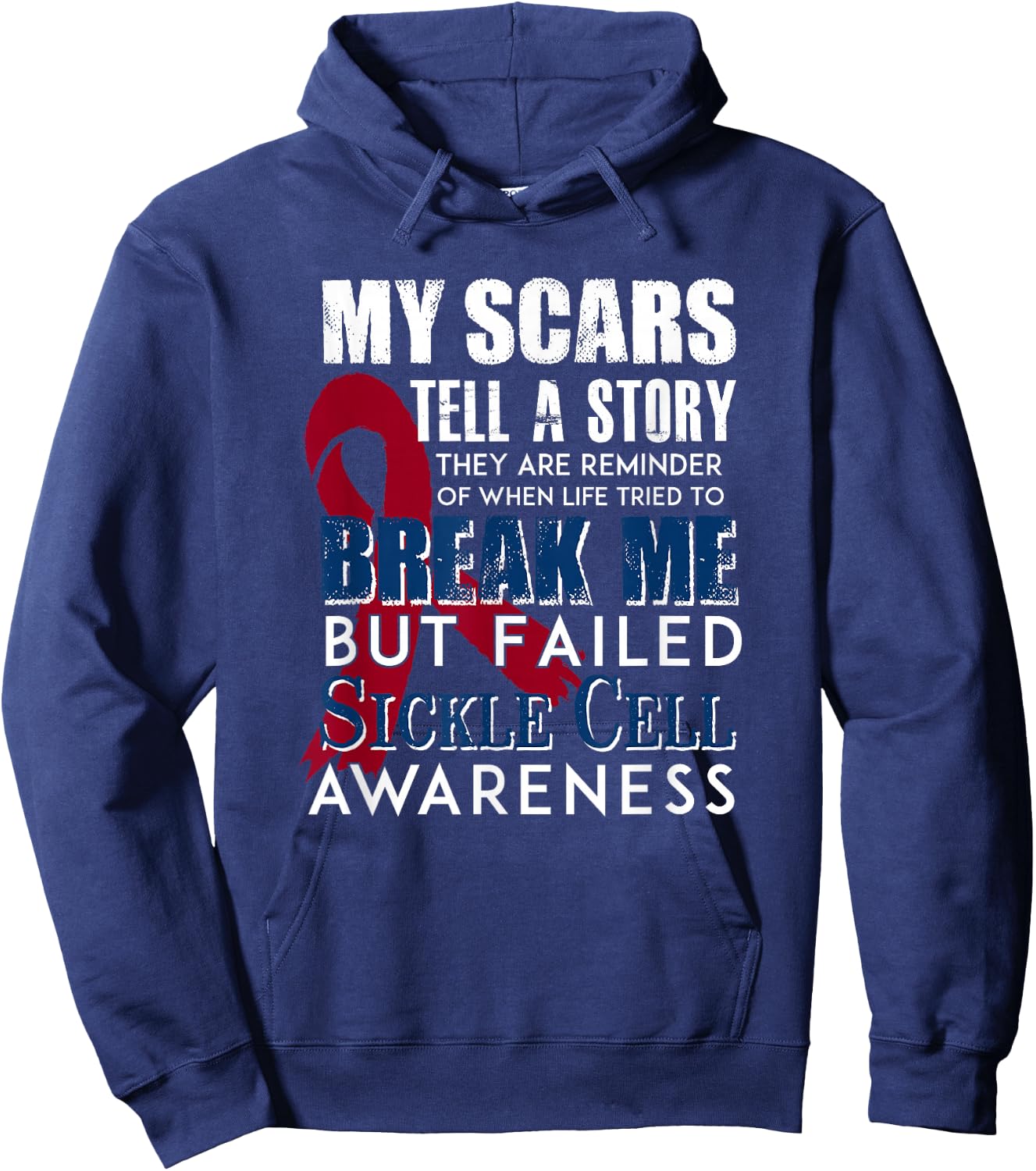 Sickle Cell Awareness Shirt Anemia Support Scars Life Story Hoodie - Hoodie | Navy