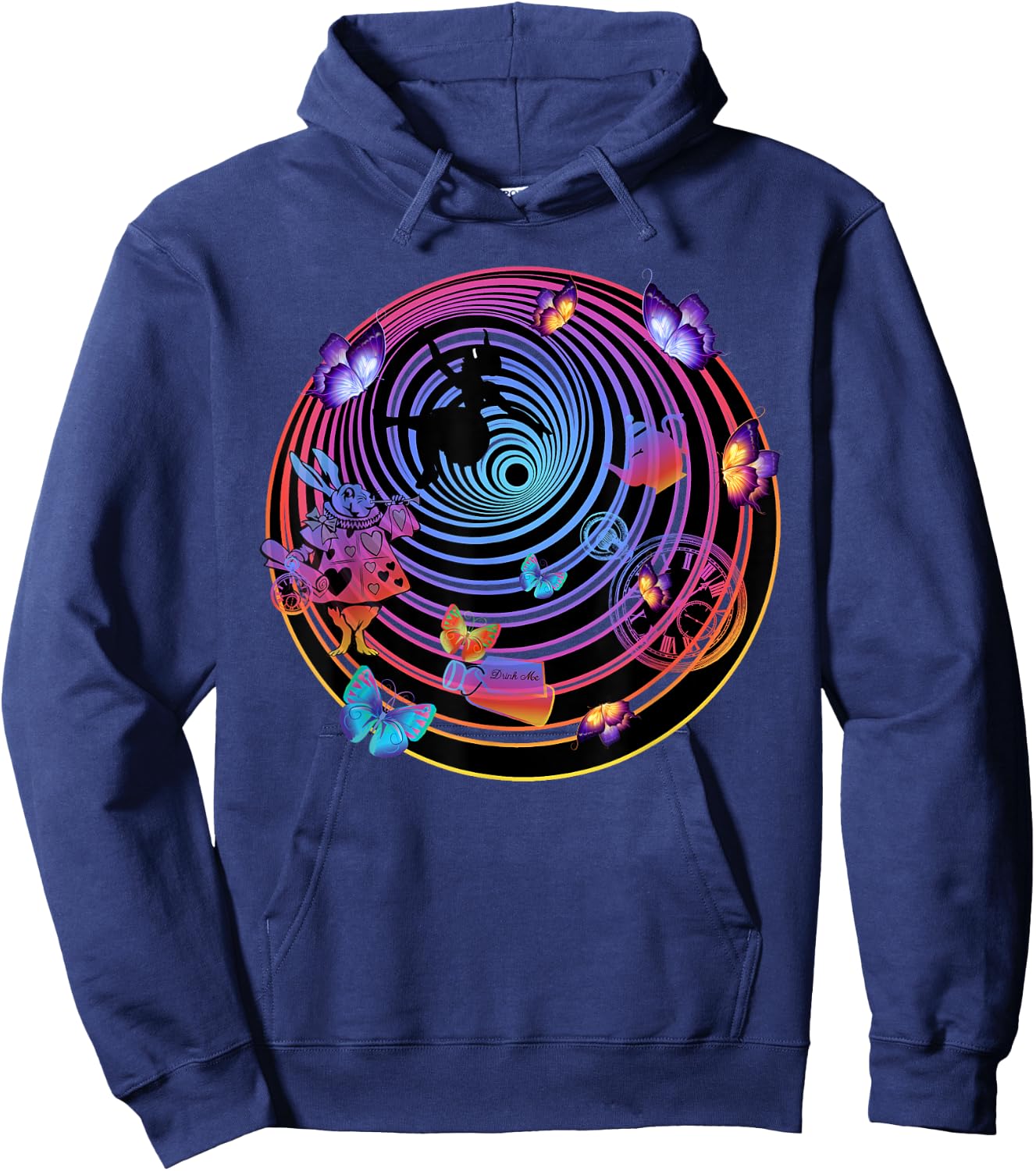 Down The Rabbit Hole - Alice In Wonderland T Shirt Design Hoodie - Hoodie | Navy