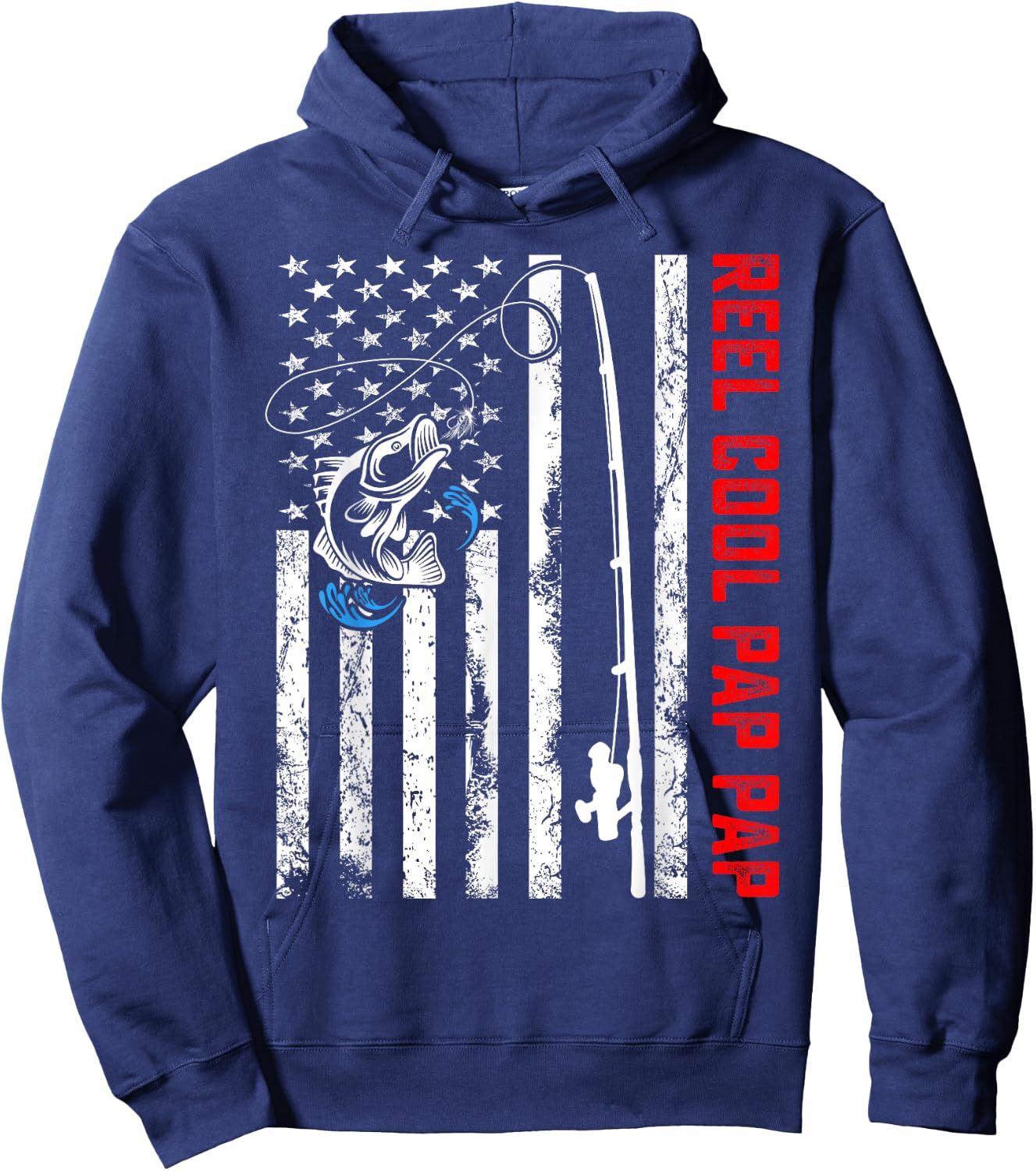Reel Cool Pap Pap Shirt American Flag Fishing Birthday Gifts Hoodie - Hoodie | Navy