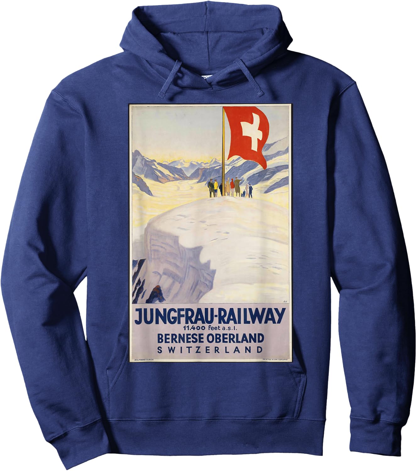 Vintage Switzerland Retro Travel Jungfrau Poster Hoodie - Hoodie | Navy