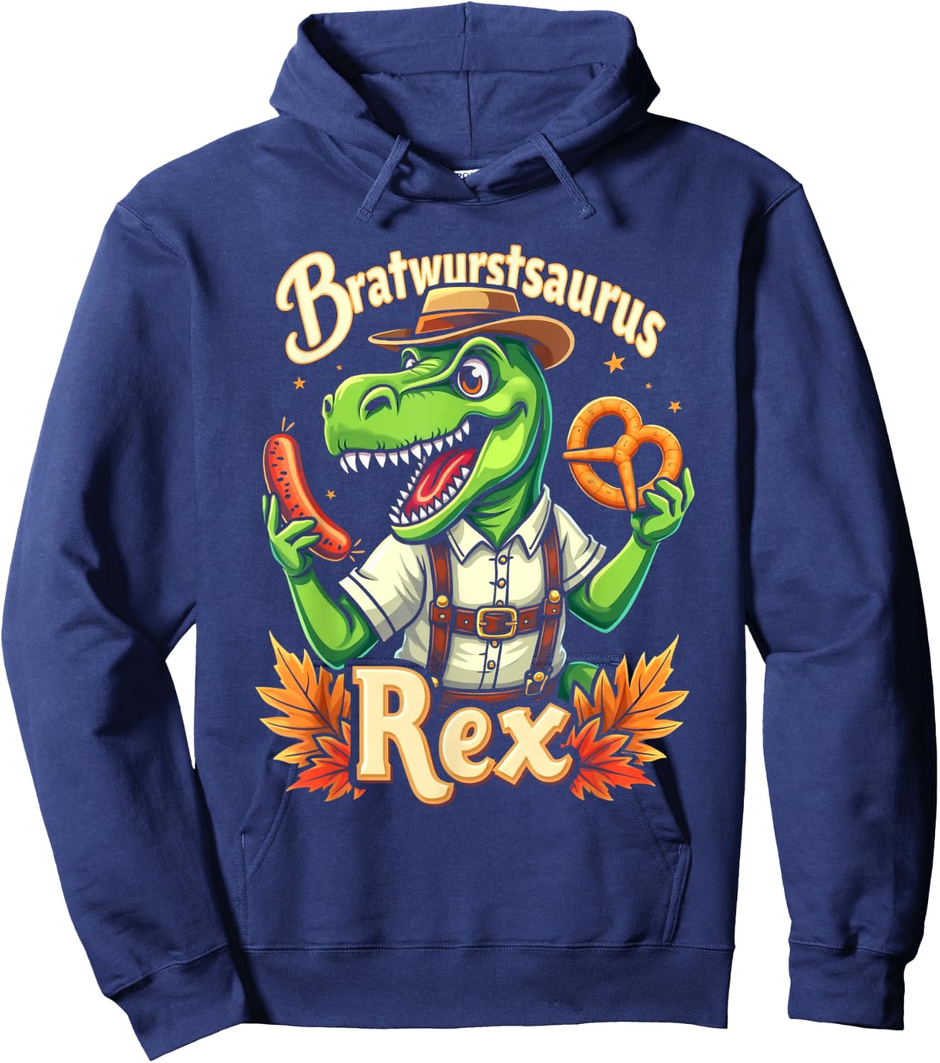 Funny Oktoberfest Dinosaur Lederhosen T-Rex Kids Hoodie - Hoodie | Navy