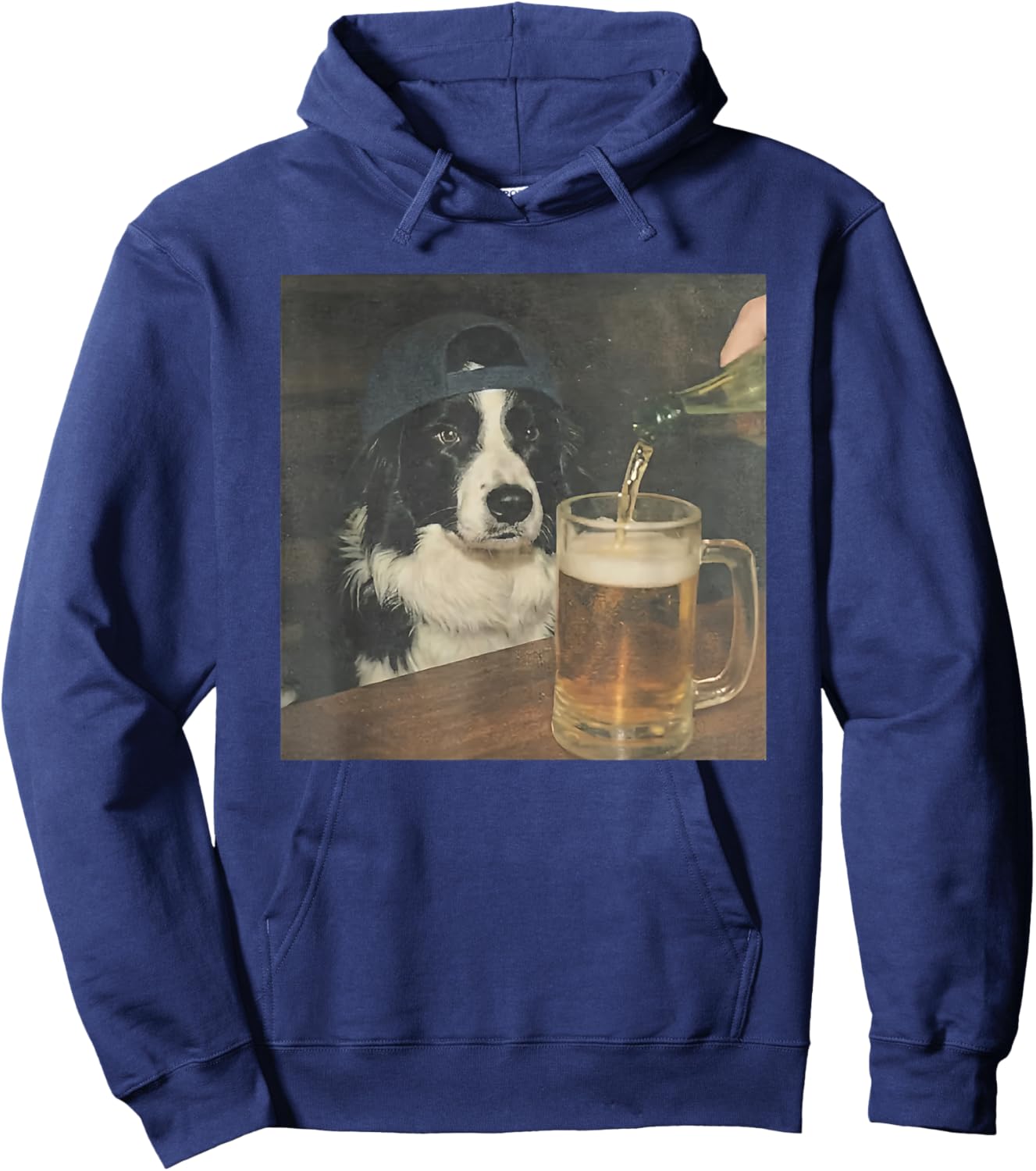 Border Collie Drinking Beer Hoodie - Hoodie | Navy