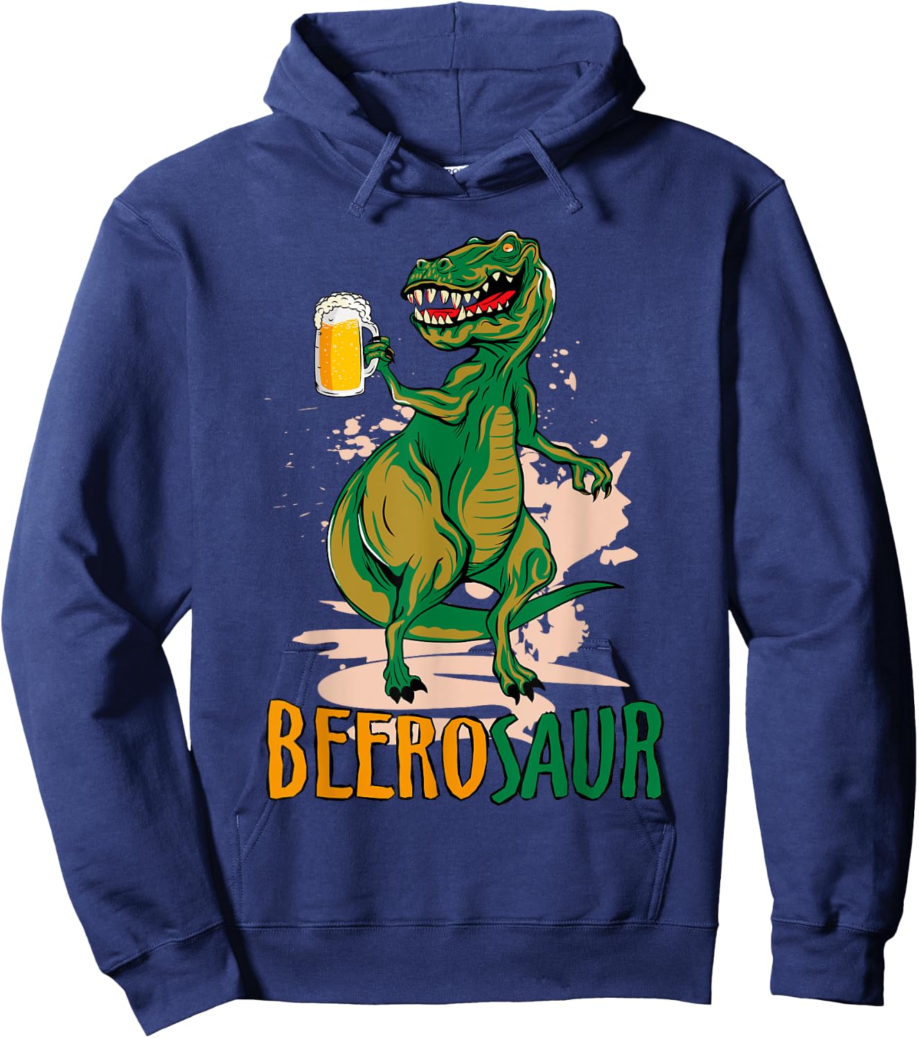 Beerosaur Dinosaur Drinking Beer - Funny Beerosaurus Hoodie - Hoodie | Navy