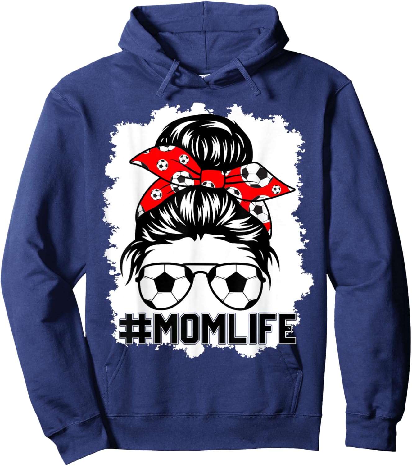 Soccer Mom Messy Bun Life Hair Glasses Mother's Day Women Hoodie - Hoodie | Navy