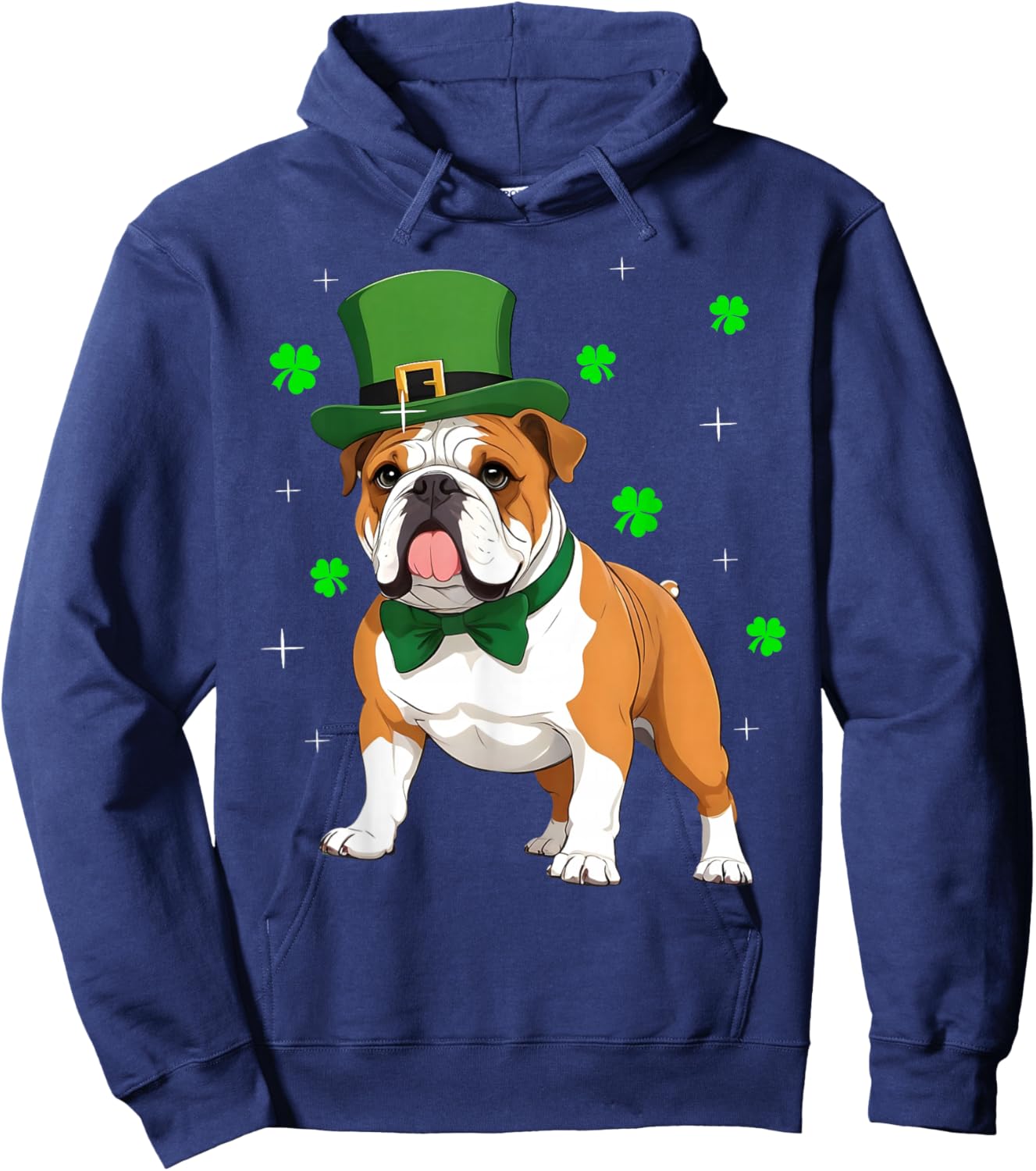 Shamrock Leprechaun Hat English Bulldog St Patrick's Day Men Women Kids Hoodie - Hoodie | Navy