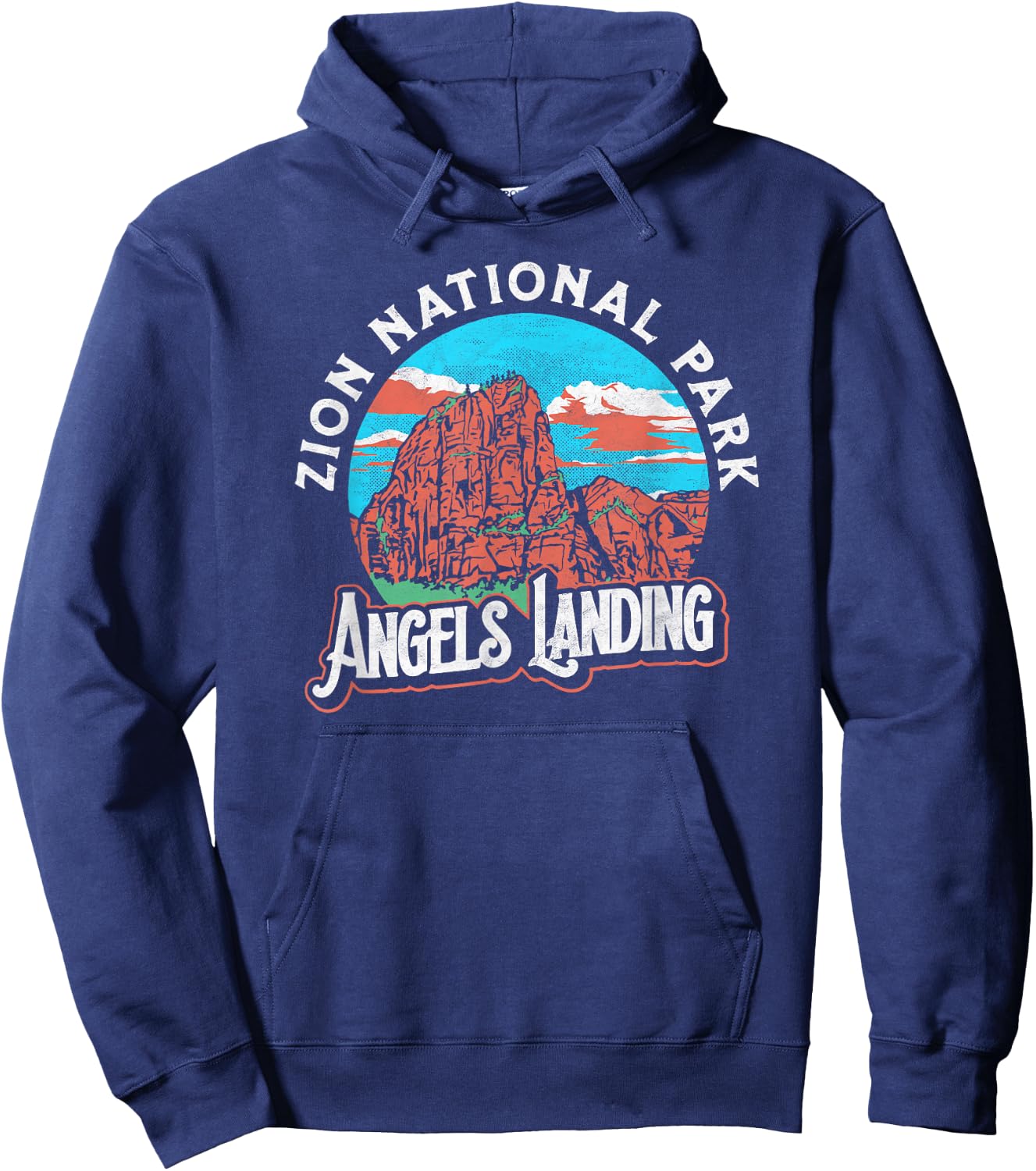 Angels Landing Zion National Park Vintage Graphic Shirt Hoodie - Hoodie | Navy