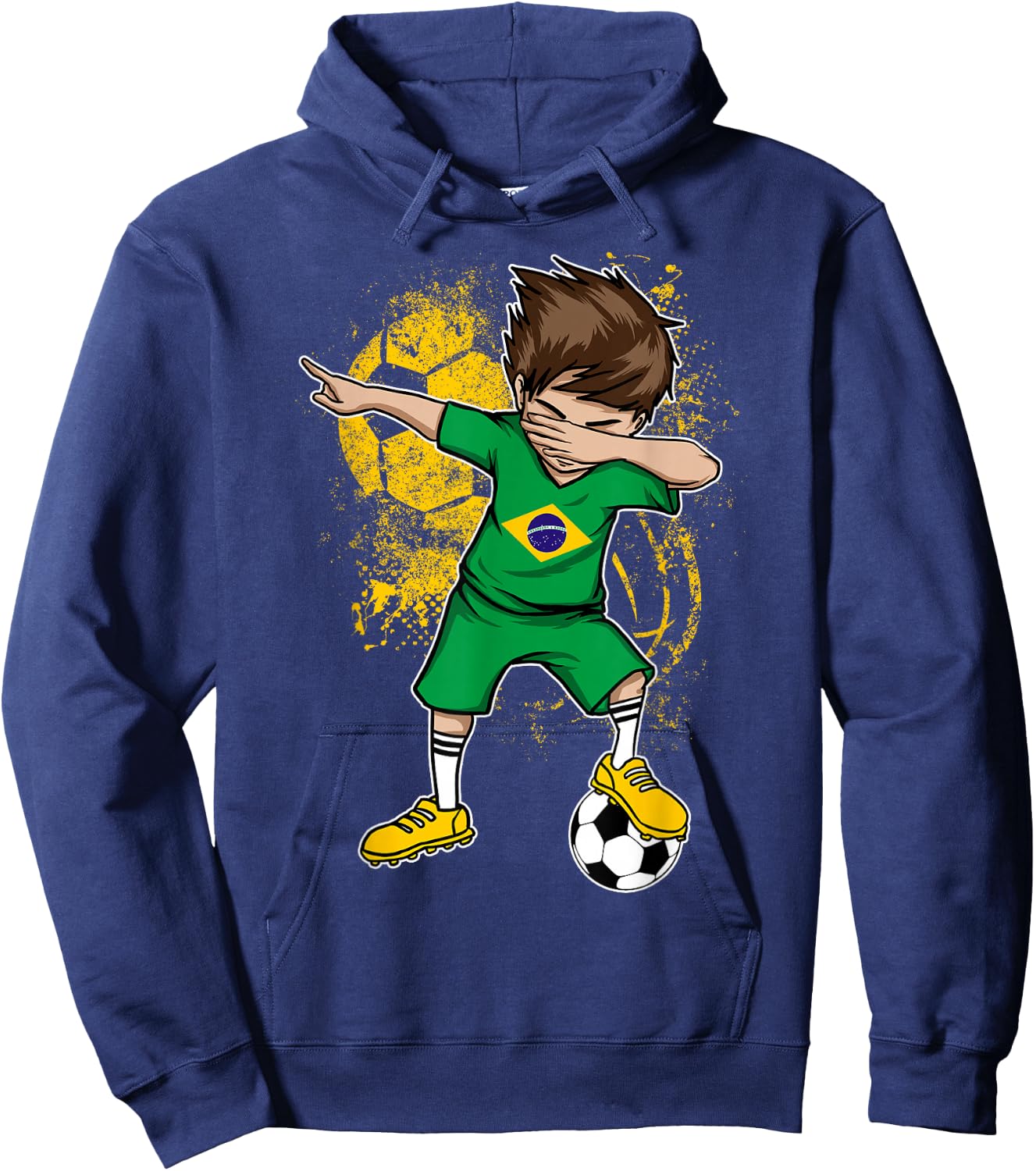 Dabbing Boy Brazil Soccer Shirt Jersey Brasil Football Hoodie - Hoodie | Navy