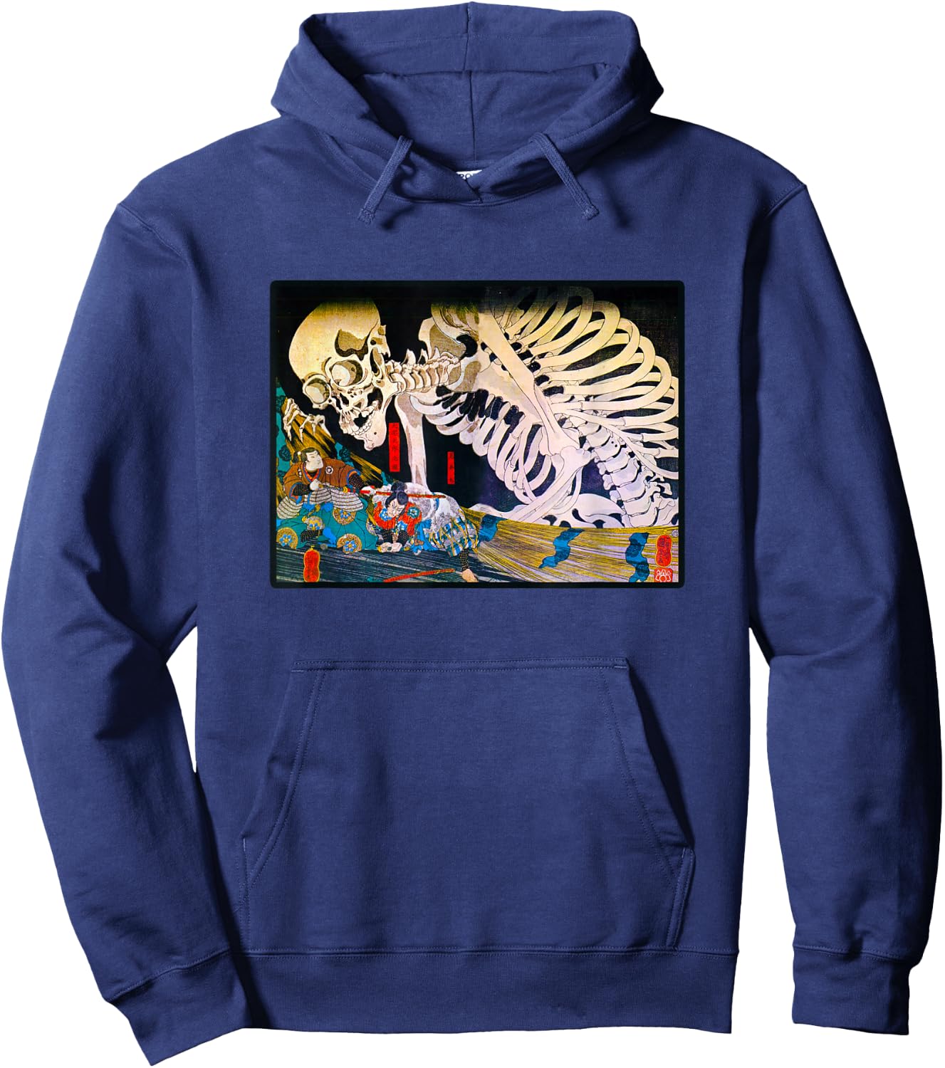 Vintage Art Prints Skeleton Ukiyo-e Japanese Woodblock Art Hoodie - Hoodie | Navy