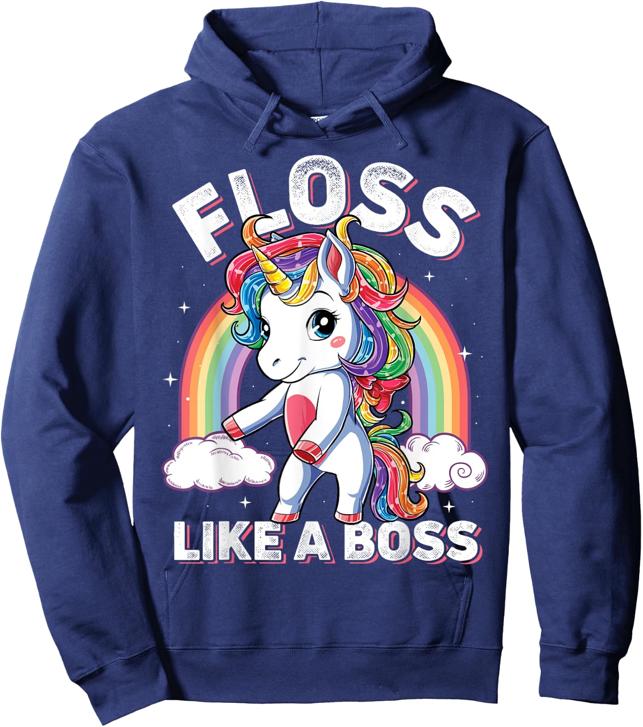 Unicorn Floss Like A Boss T shirt Girls Rainbow Flossing Hoodie - Hoodie | Navy