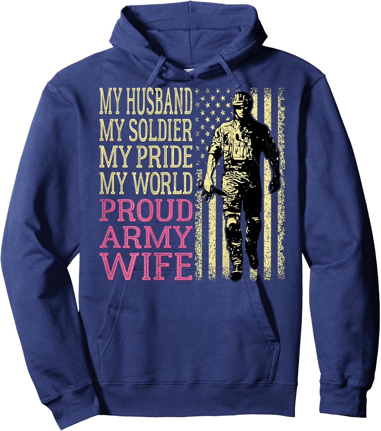 My Husband My Soldier Hero - Proud Army Wife Military Spouse Hoodie - Hoodie | Navy