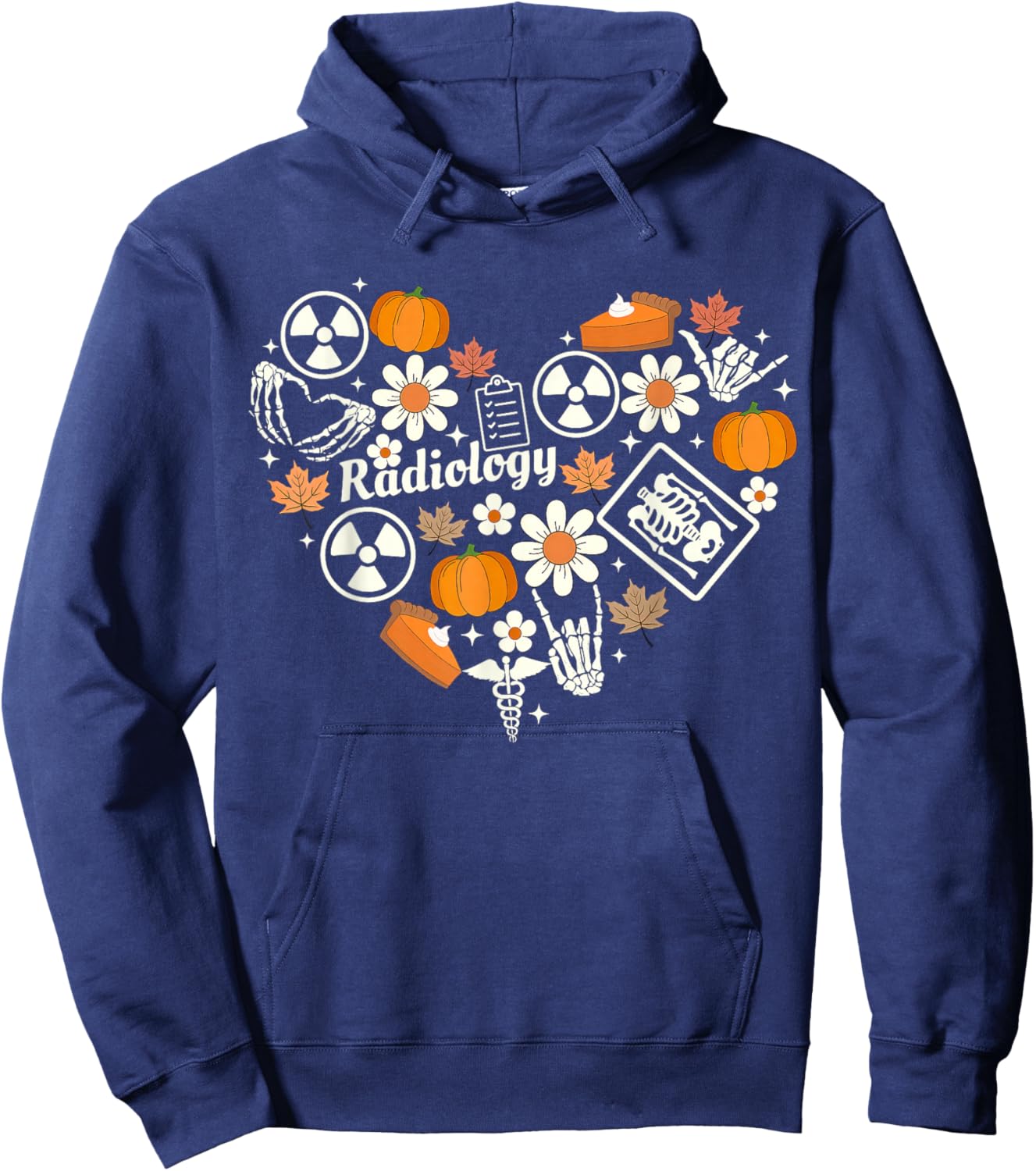 Radiology Fall Heart Xray Tech Autumn Pumpkin Thanksgiving Hoodie - Hoodie | Navy