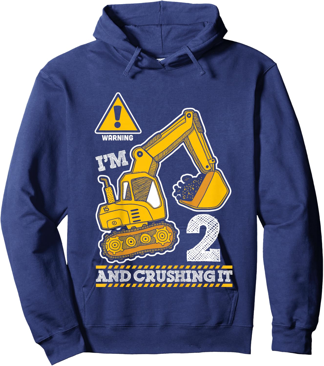 Construction Truck 2nd Birthday 2 Years Old Digger Builder Hoodie - Hoodie | Navy