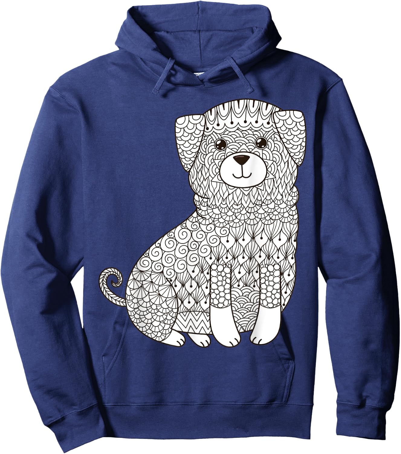 Lovable Mutt Dog - Color Your Own Colorific Design Women Kids Hoodie - Hoodie | Navy