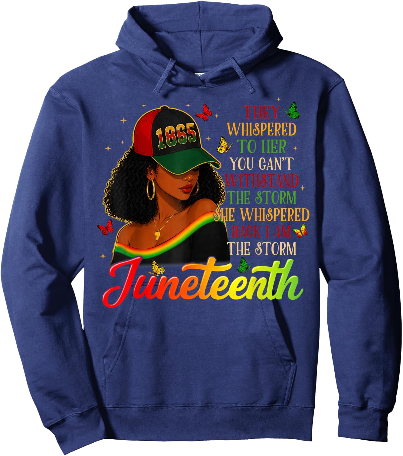 Juneteenth I'm The Storm Black Women Black History Month Hoodie - Hoodie | Navy