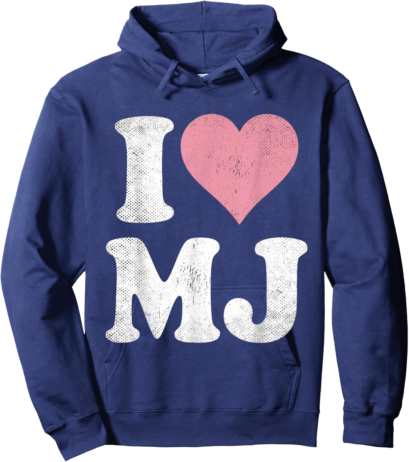 I Love MJ Vintage Fan Merch Pink Heart Initials Design M.J. Hoodie - Hoodie | Navy