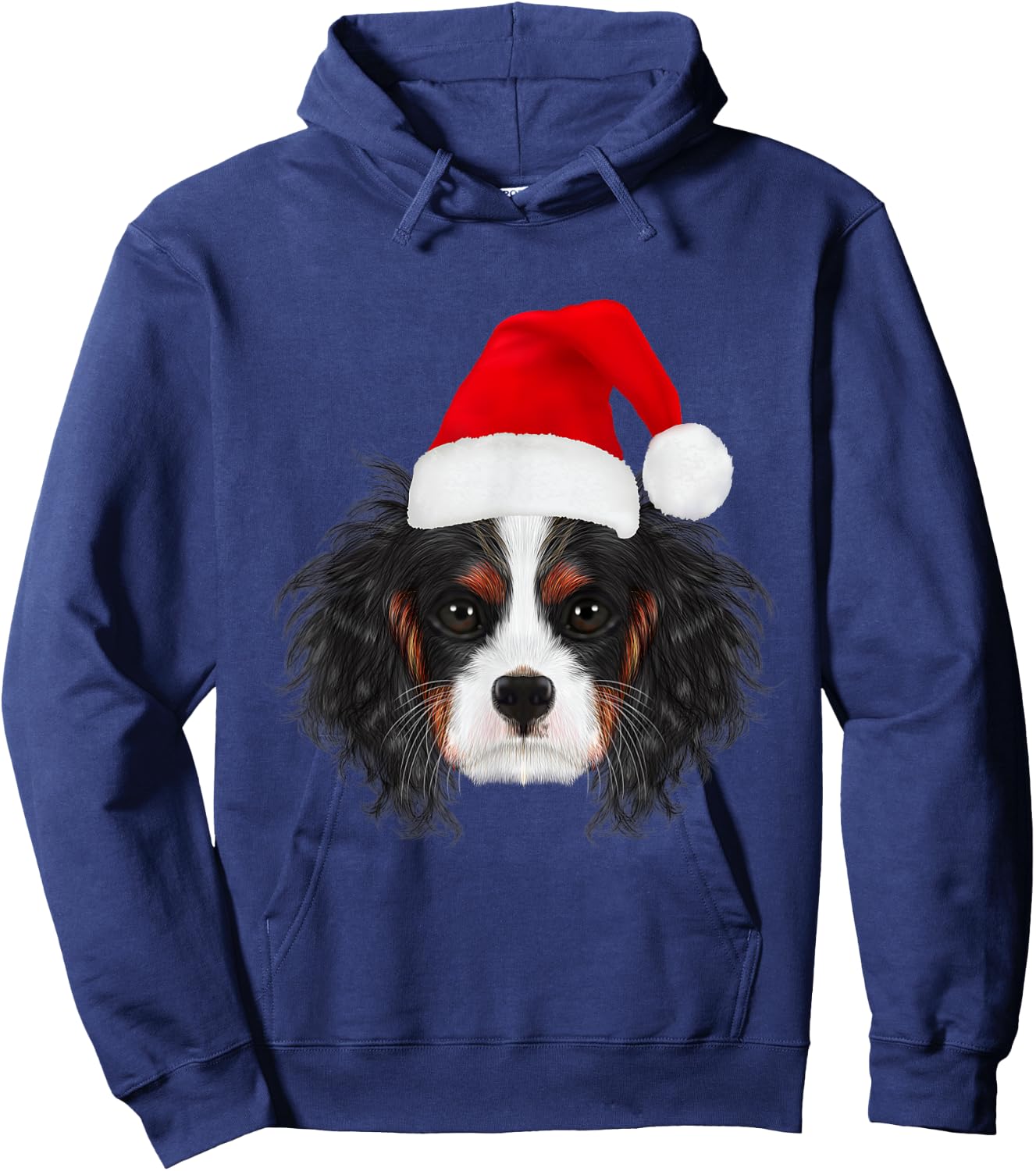 Cavalier King Charles Spaniel in Santa Hat Funny Christmas Hoodie - Hoodie | Navy