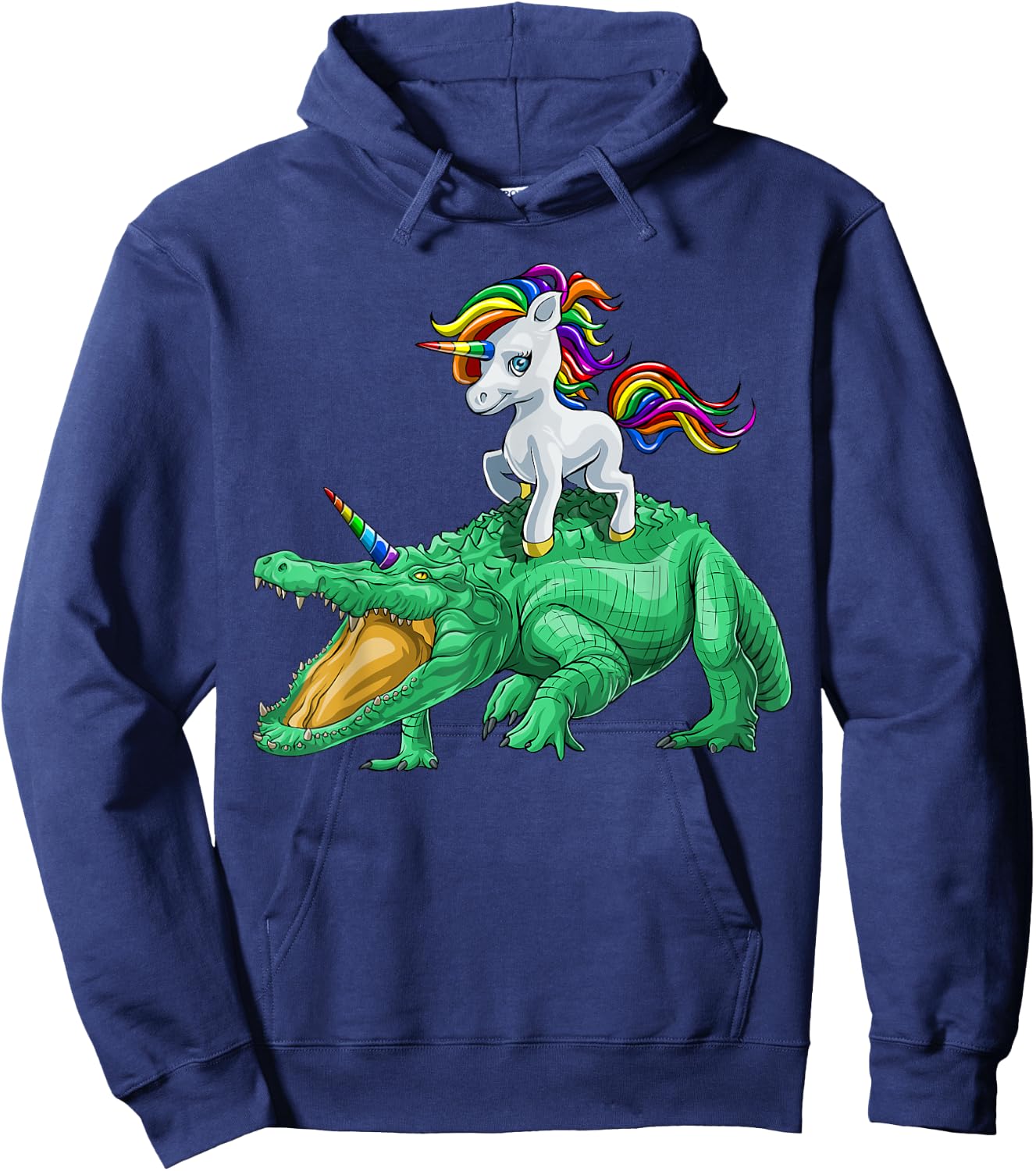 Unicorn Riding Crocodile Alligator Reptile Animal Hoodie - Hoodie | Navy