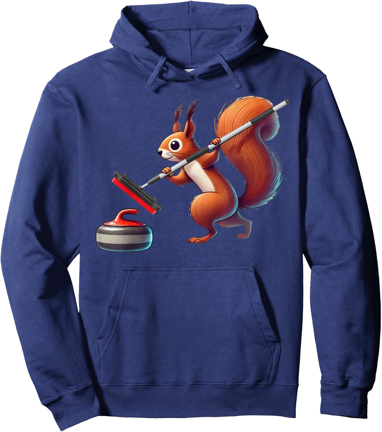 Funny Curling Squirrel Design For Curler Winter Sports Hoodie - Hoodie | Navy