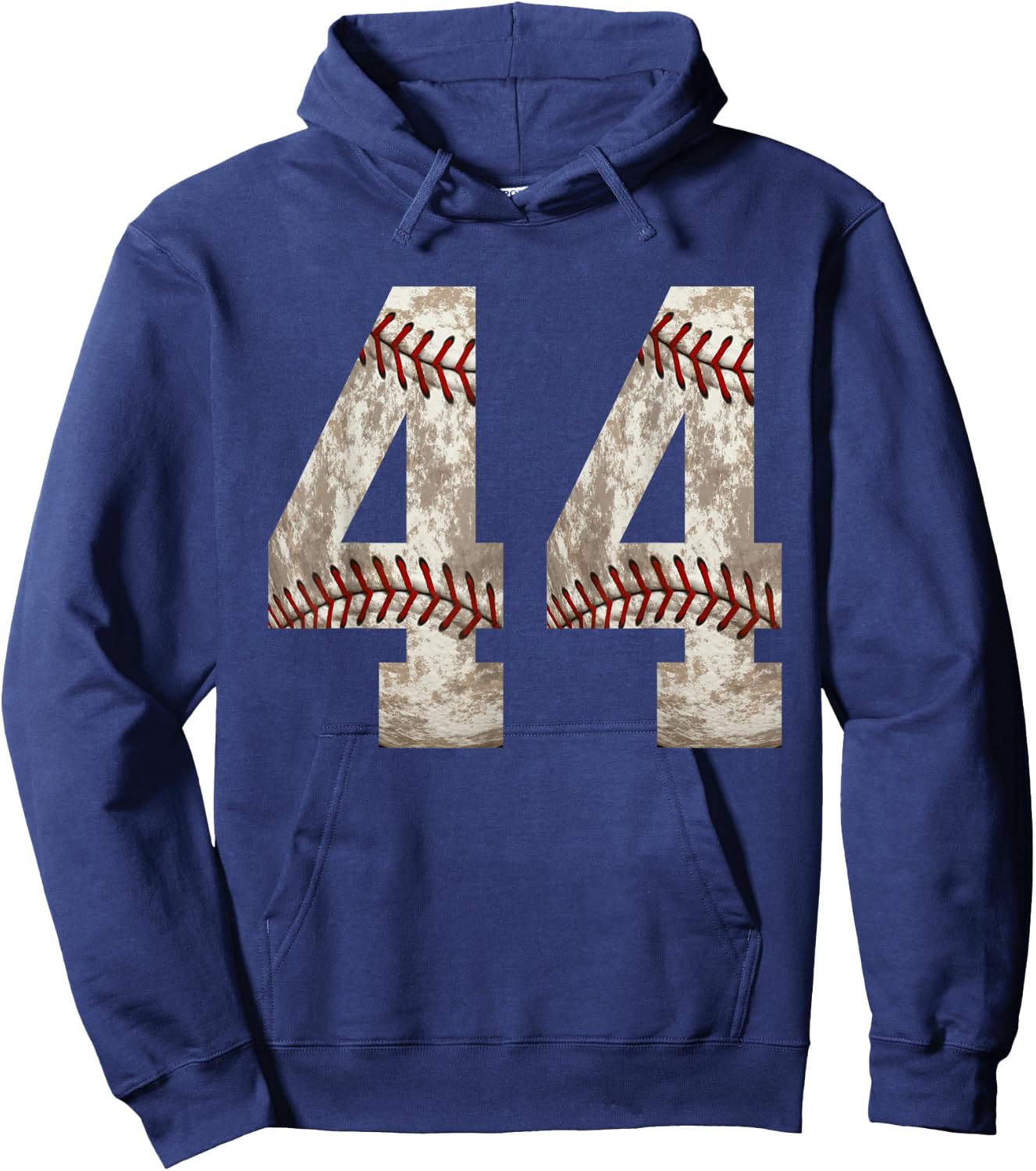 Baseball Jersey Number 44 Outfit Distressed Ball Design Hoodie - Hoodie | Navy