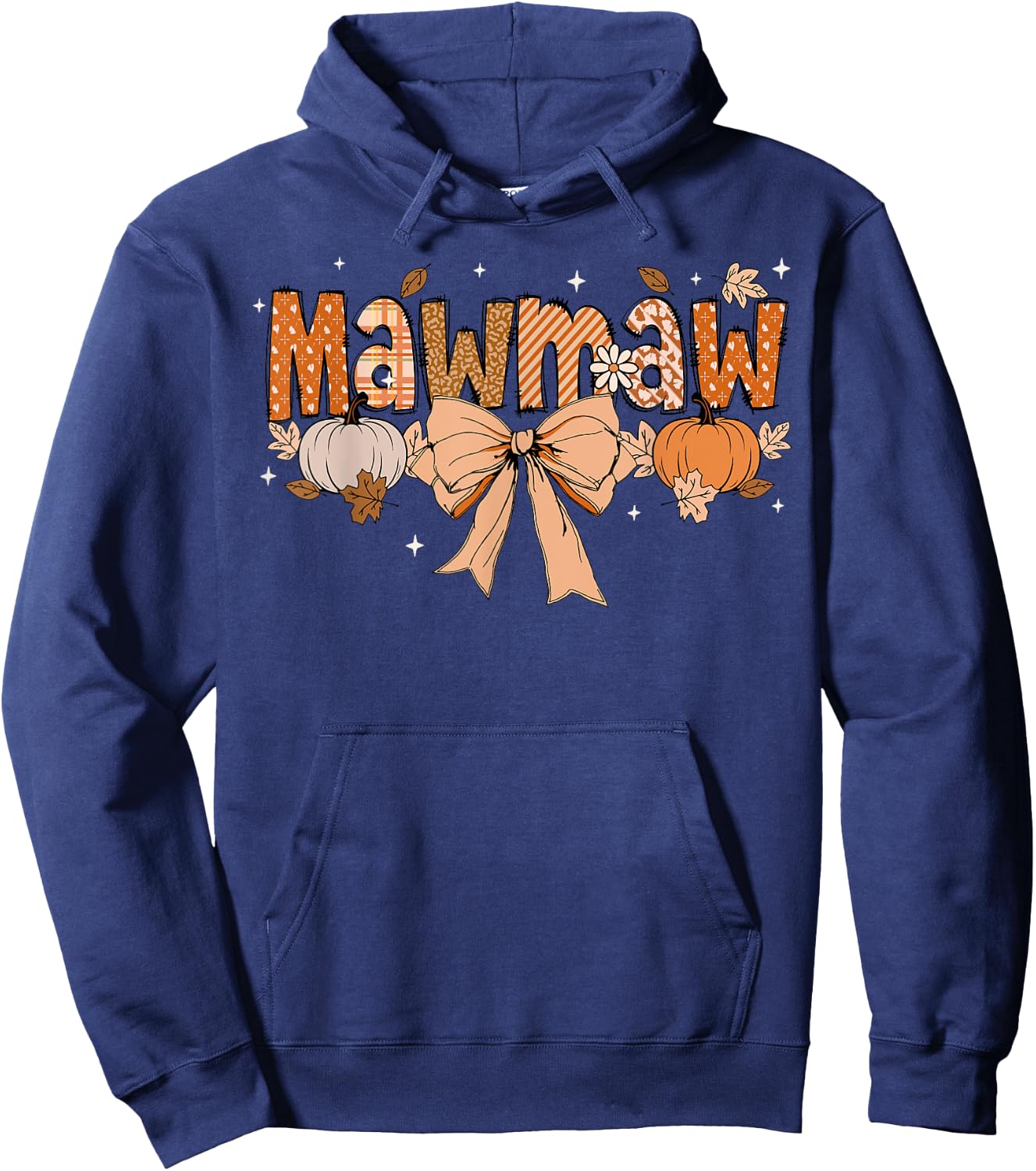 Mawmaw Pumpkin Fall Coquette Bow Thanksgiving Mom Women Hoodie - Hoodie | Navy