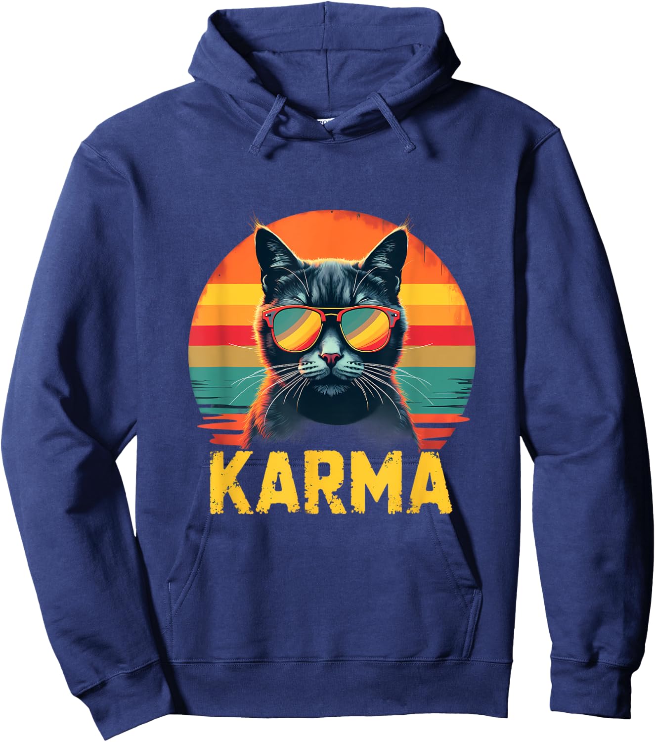Karma Cat Retro Sunglasses Sunset Vibes Women Hoodie - Hoodie | Navy